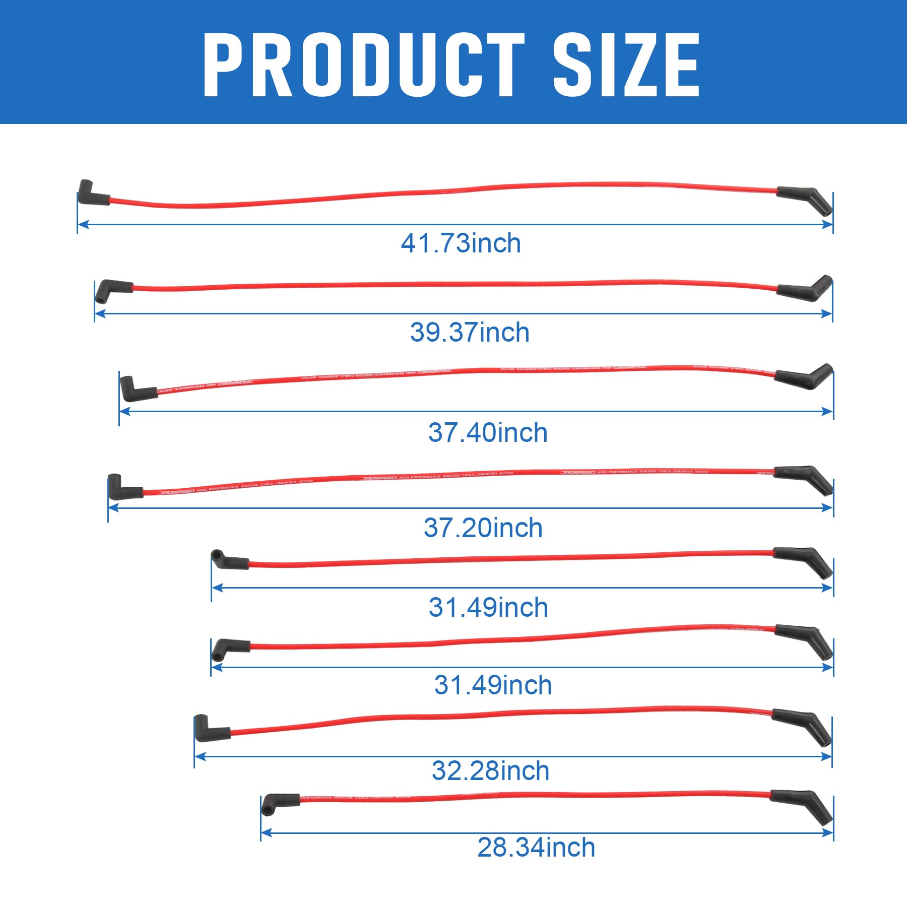Jdmspeed New Hei Red Spiral Core Spark Plug Wires 45 Degree End 396-427-454-502 Replacement For Chevy Bbc