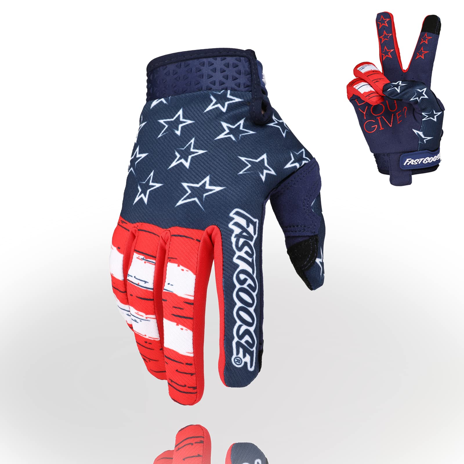 Fastgoose Motorcycle Gloves Drit Bike Gloves Motocross Gloves For Men Women,Breathable Lightweight Off-Road Gloves For Atv Bmx Mtb Racing (Blue/Red, Large)