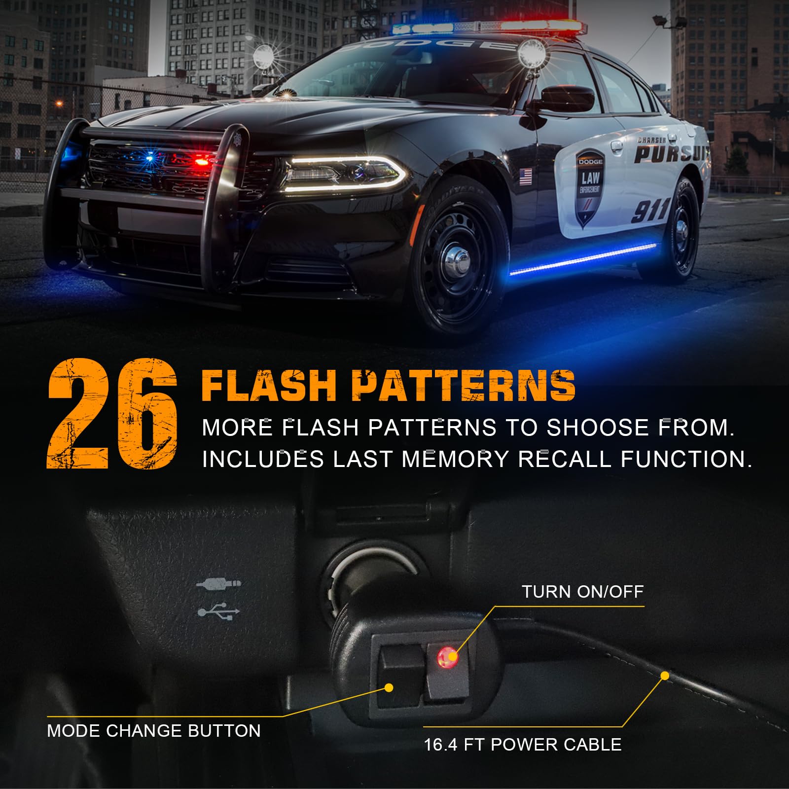 Xridonsen 2Pcs 70 Inch Truck Blue Emergency Lights Strip 864 Led Running Board Strobe Lights Flashing Warning Hazard Safety W/Wa