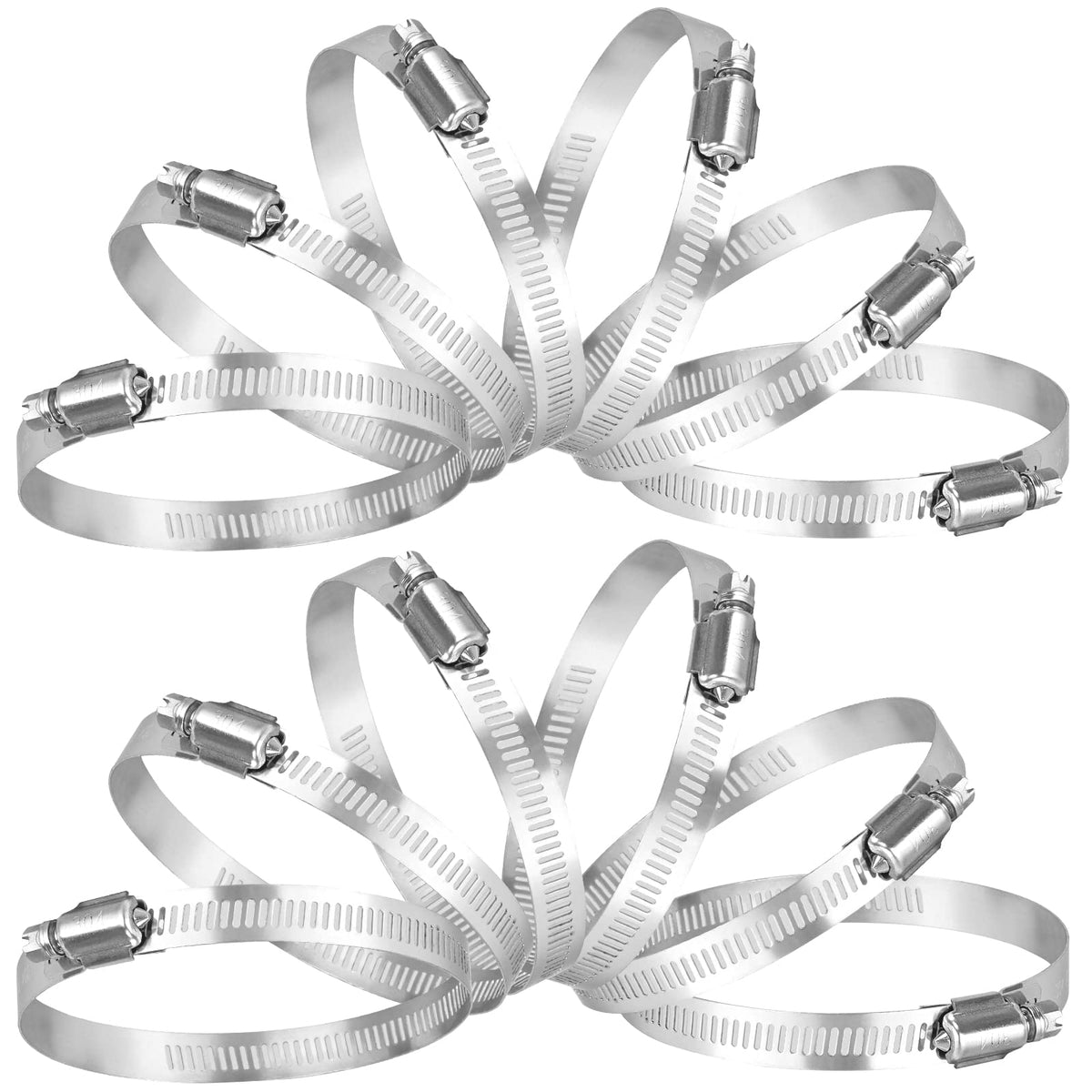 Ticonn 12Pcs Hose Clamp Set - 1''-2'' 304 Stainless Steel Worm Gear Hose Clamps For Pipe, Intercooler, Plumbing, Tube And Fuel L
