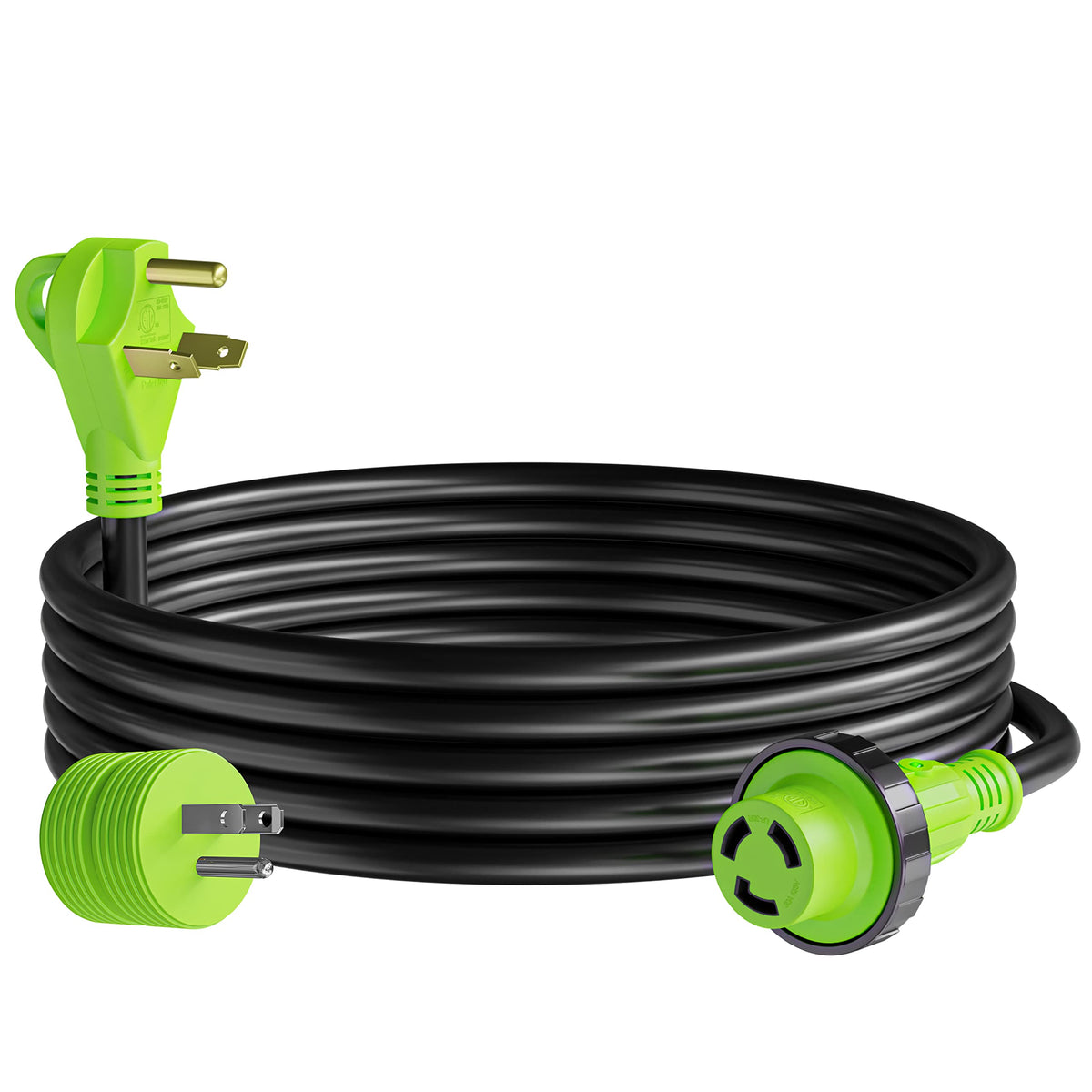 Leisure Cords 15 Foot Power/Extension Cord with 30 AMP Male Standard / 30 AMP Female Locking Adapter (30 Amp - 15 Foot)
