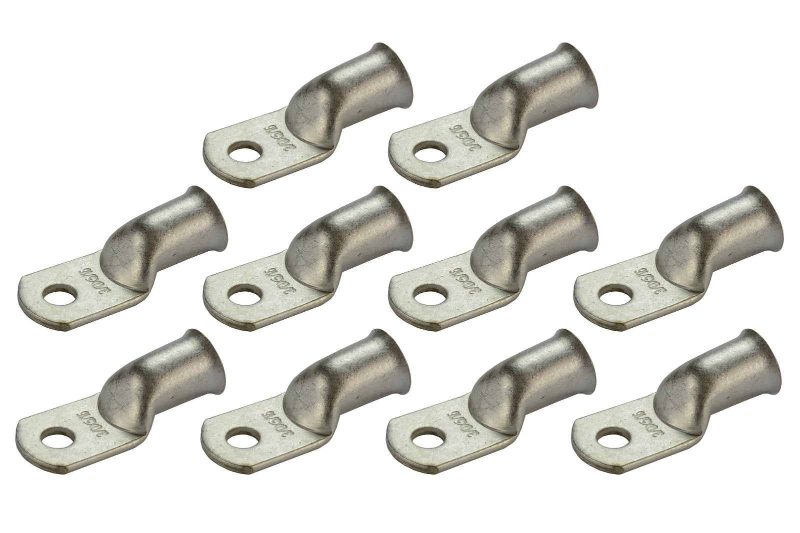 Temco 10 Pack Tinned Copper Welding Battery Cable Ends, Lugs Terminal 3/0 Awg 5/16'' Hole - Marine Grade (6 Awg To 1/0 Awg Optio