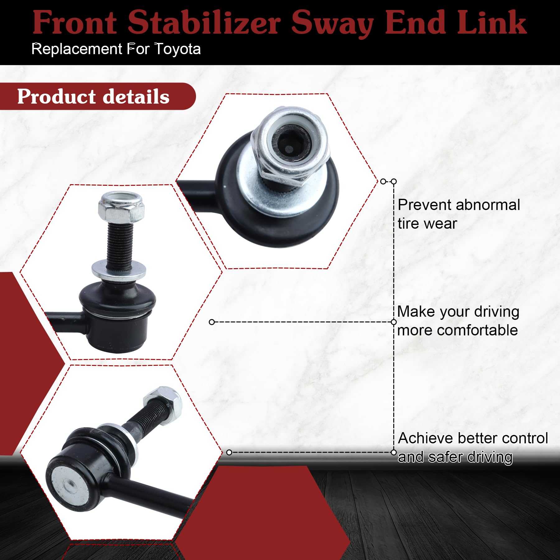 Stiueoav K90683 K90677 Sway Bar Link - Front Stabilizer End Link Compatible With 2003-2009 Lexus Gx470?2003-2021 Toyota 4Runner?