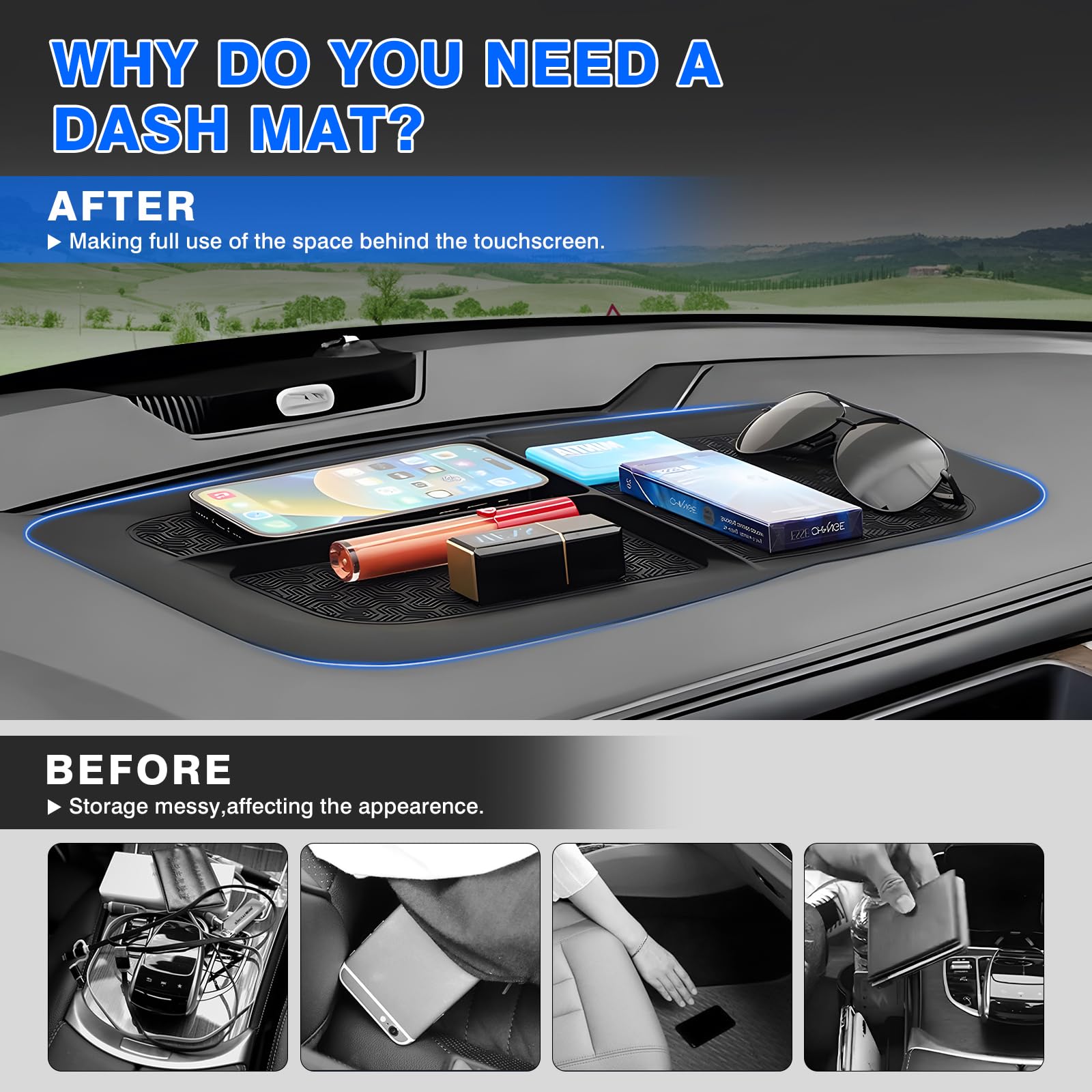 Autorder Dashboard Mat For 2011-2018 Dodge Ram 1500 2500 3500 Accessories Anti-Slip Mat Silicone Dash Mat For Ram Dash Liner Pad