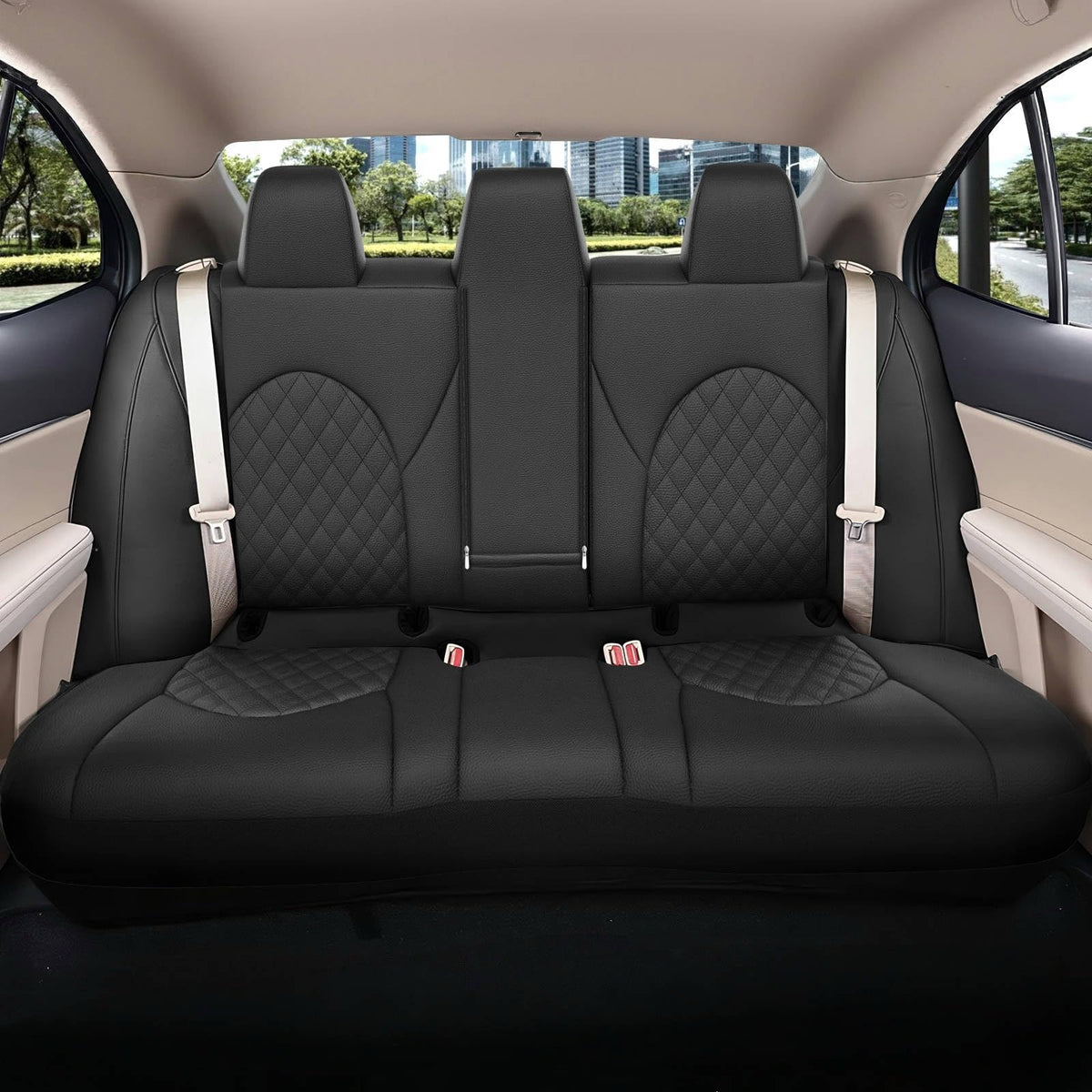 GIANT PANDA Custom Fit Rear Car Seat Covers Fit for Toyota Camry 2018 2019 2020 2021 2022 2023 2024 LE,SE,SE Nightshade, Stretch