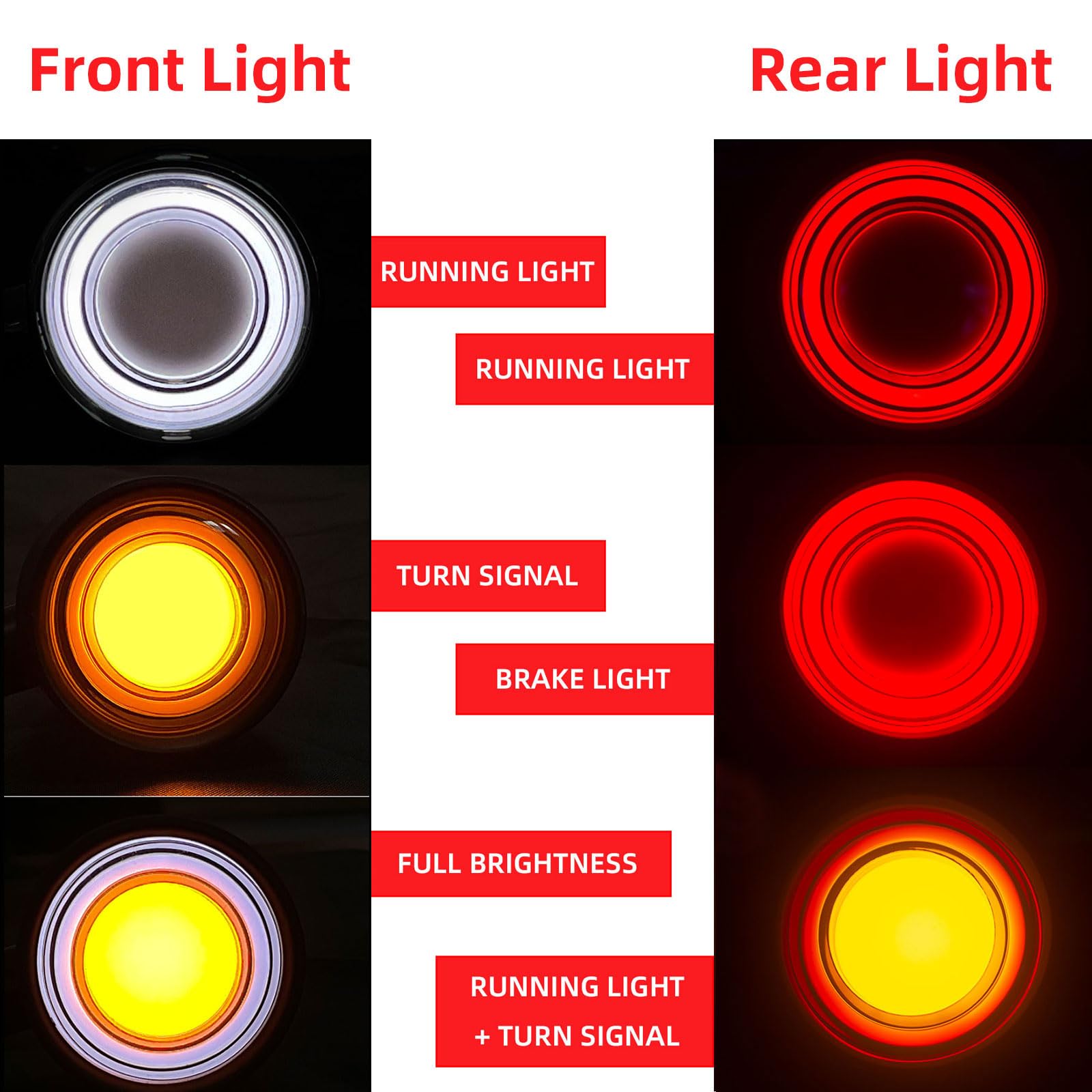 Fatecim 4X Motorcycle 40 Led Bullet Tail Lights Turn Signals Running Brake Stop Lights Motorbike Taillights Rear Front Blinkers