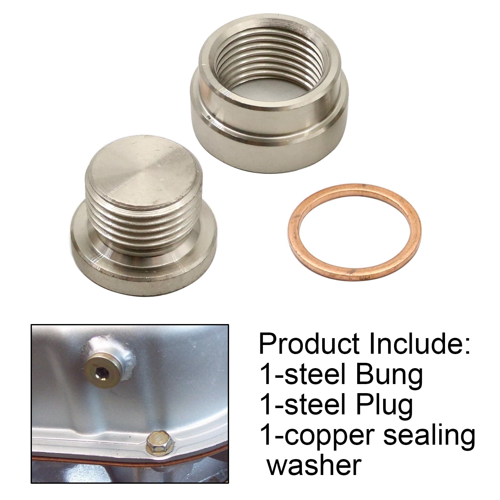 Secosautoparts Thread 12Mm Heigth/ 18 Mm Diameter Steel Bung & Plug + Washer Kit Transmission Sump Drain Plug (Weld In)