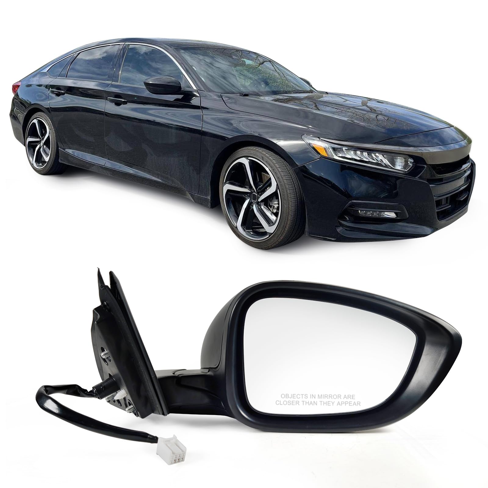 Lqito Right Passenger Side Door Mirror For Honda Accord Lx, Sport 2018-2022 ? Power ? Non-Heated No-Turn Signal Match To Black P