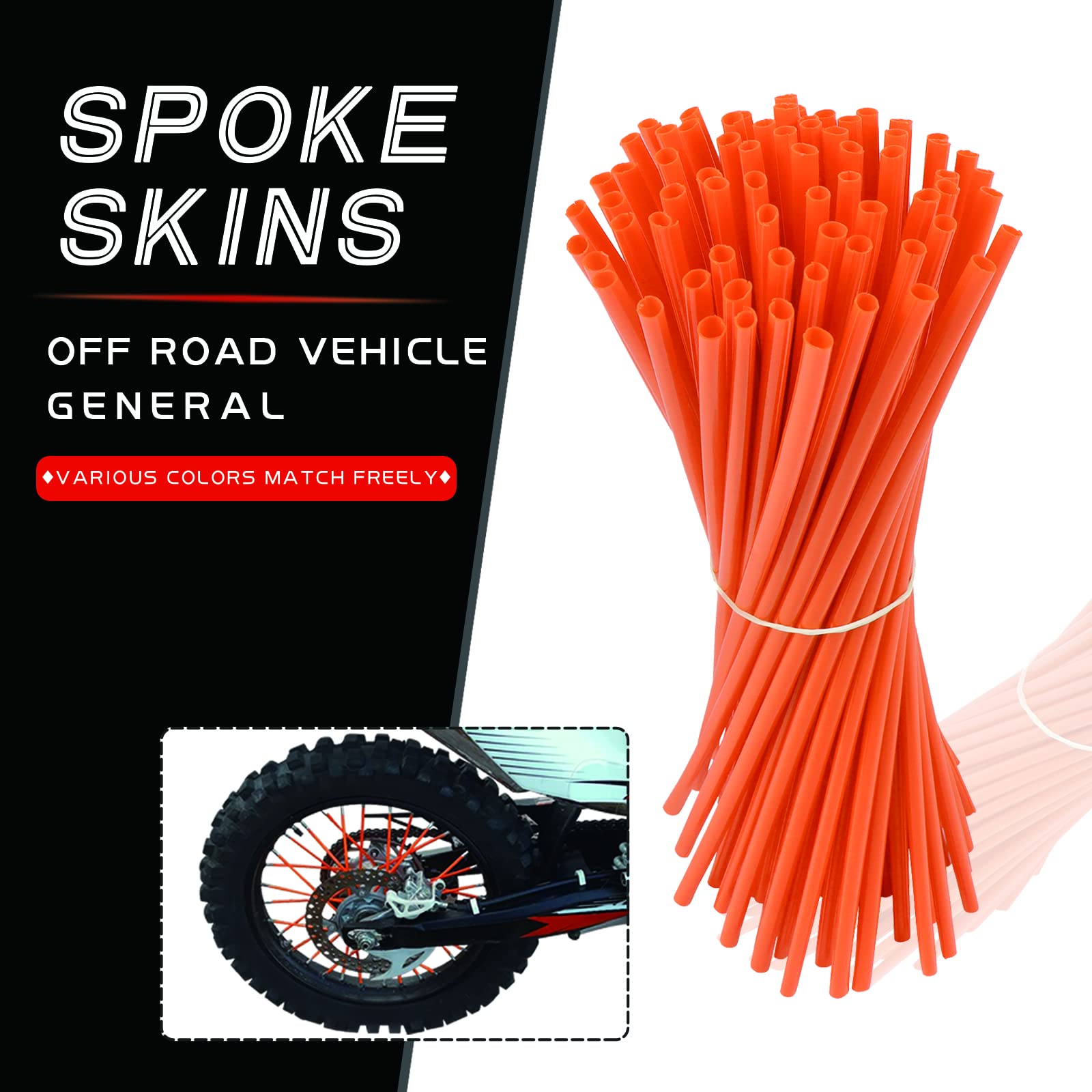 Worldmotop 72Pcs Dirt Bike Spoke Covers Wheel Spoke Wraps Wheel Rim Spoke Skins Universal Replacement for Yamaha Honda BMW Suzuk