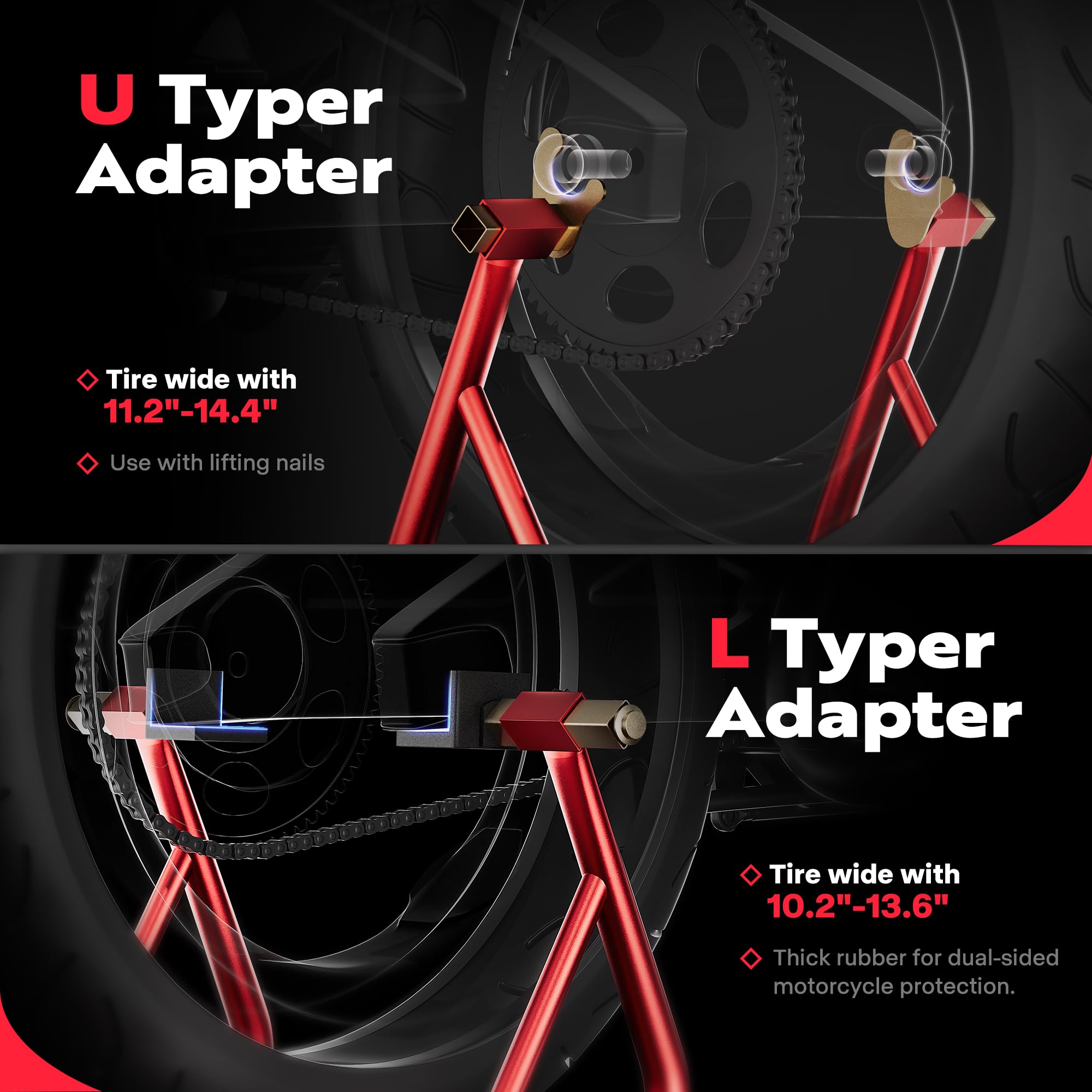 Specstar Motorcycle Stand, 441 Lbs Capacity Rear Wheel Lift With U+L Adjustable Swingarm Spool, Heavy Duty Paddock Stand For Bmw