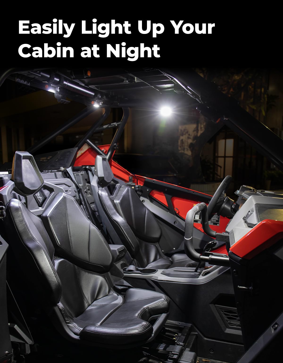 KEMIMOTO UTV Dome Light - Black Roll Bar Cage Mount Interior Lights for Polaris RZR, Can Am Talon, Kawasaki, Golf Cart (1 Pack)