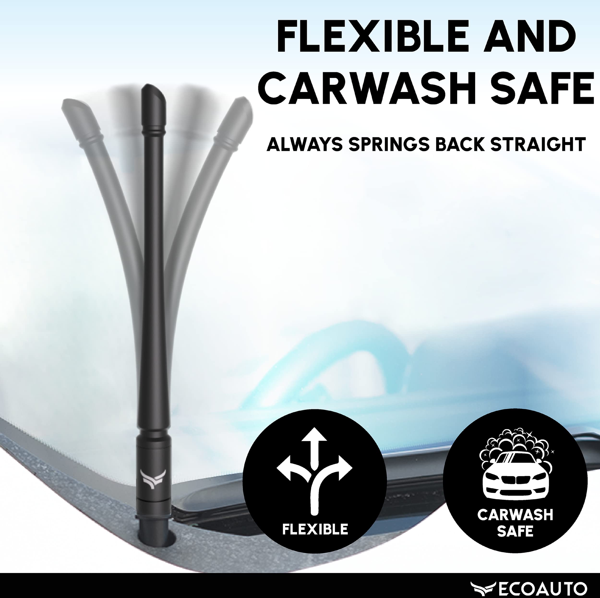 EcoAuto Universal Radio Truck Antenna (5'' Flexible) - Fit for Ford, Dodge, GMC, Chevy, Jeep (2007+) - Perfect Truck Accessories