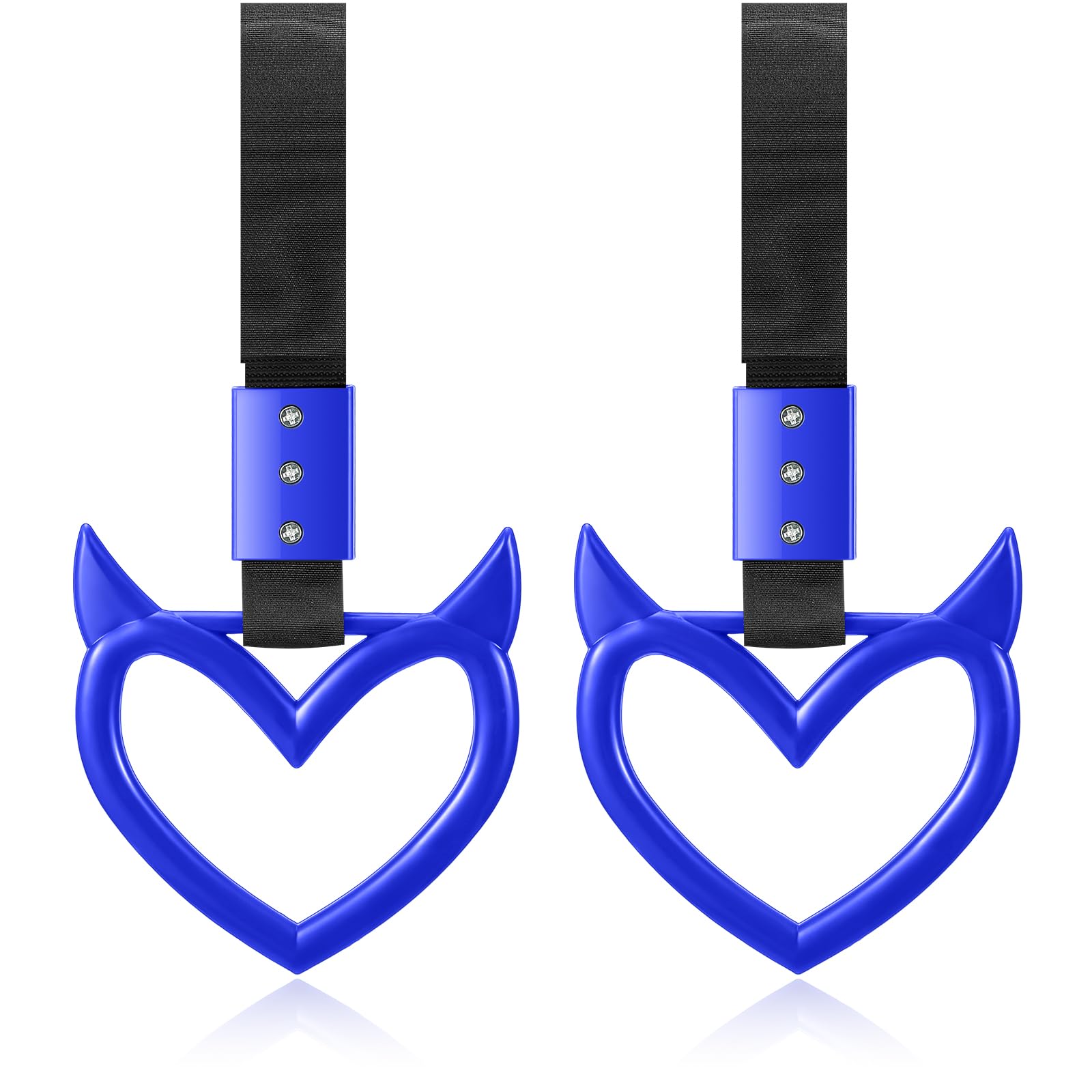 Fabbay 2 Pieces Heart Handle Keychains Car Accessory Heart Hand Strap Drift Charm For Car Interior Exterior Decoration(Blue,Devi