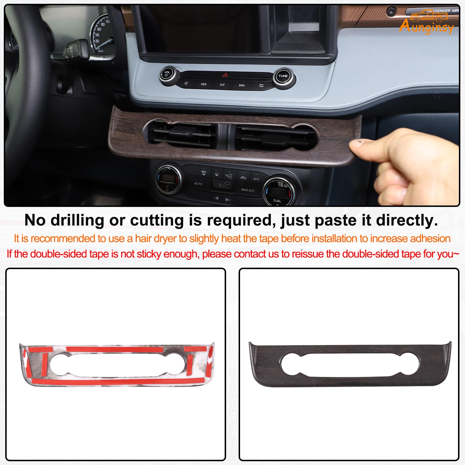 Car Central Navigation Adjustment Button Panel Cover Trim Compatible With Ford Maverick 2022-2024 Center Console Air Conditioner Switch Radio Multimedia Control Knob Button Frame Sticker Accessories