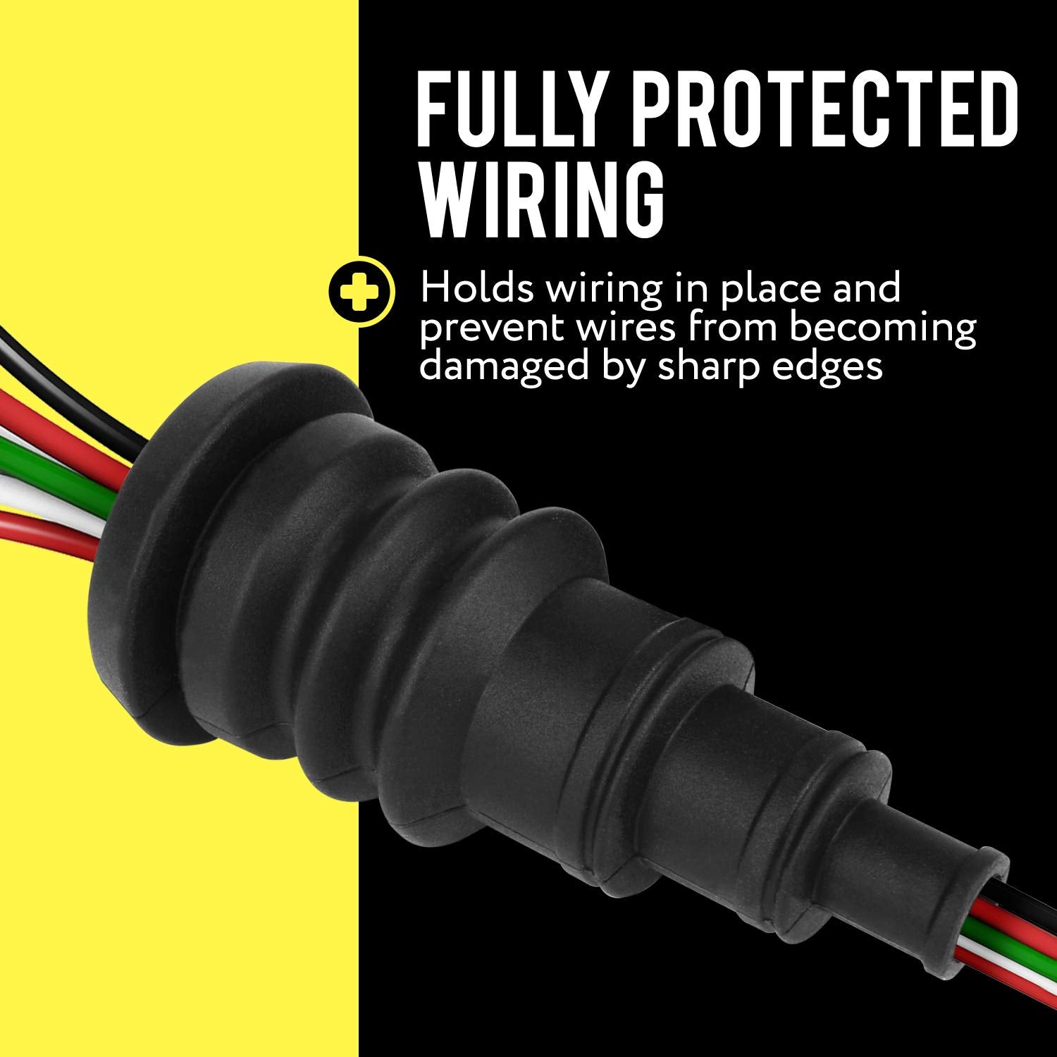 Mission Automotive Universal Firewall Boot Pack of 2, For Wire Bundles 3/8'' to 1'', Quick & Easy Grommet for Running Cable Thro