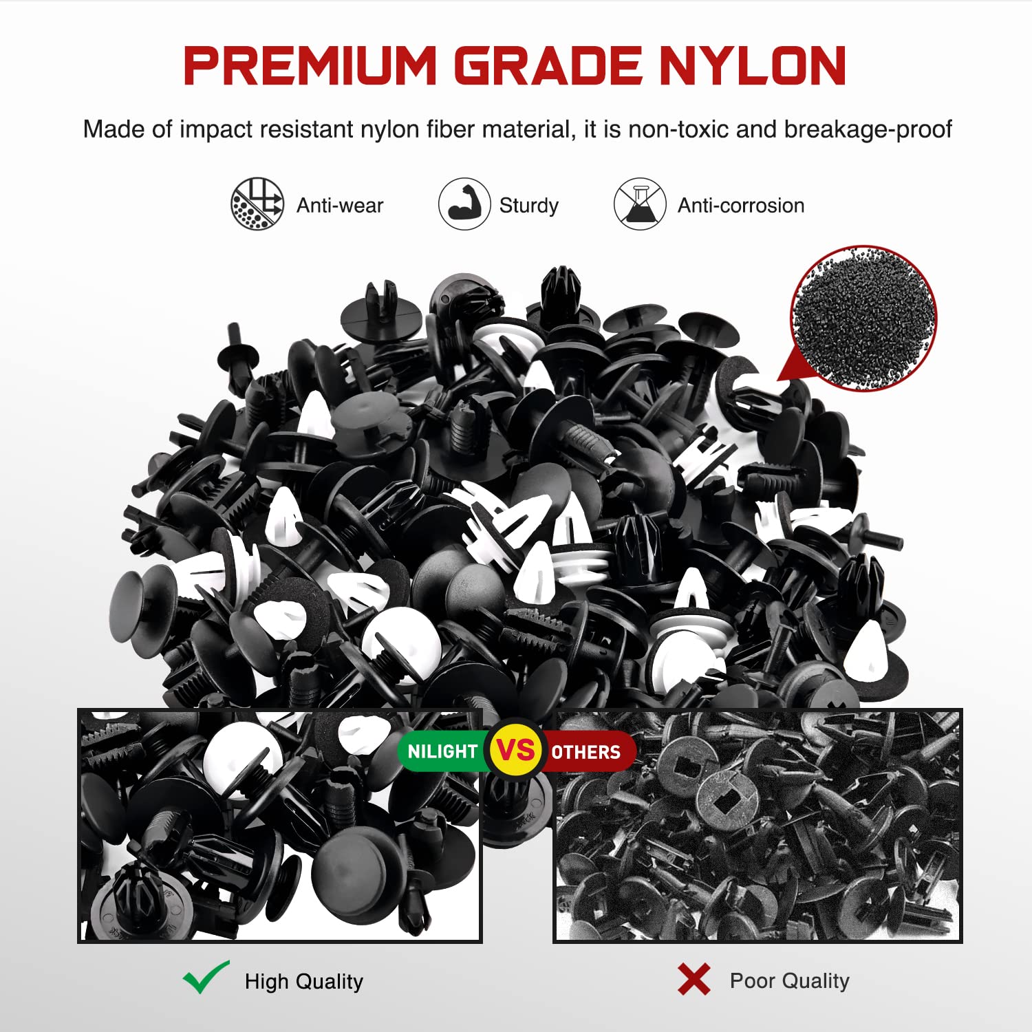 Nilight 120Pcs Car Retainer Clips Fastener Remover 5Mm 6Mm 7Mm 9Mm 10Mm Expansion Screws Replacement Kit Bumper Push Rivet Clips