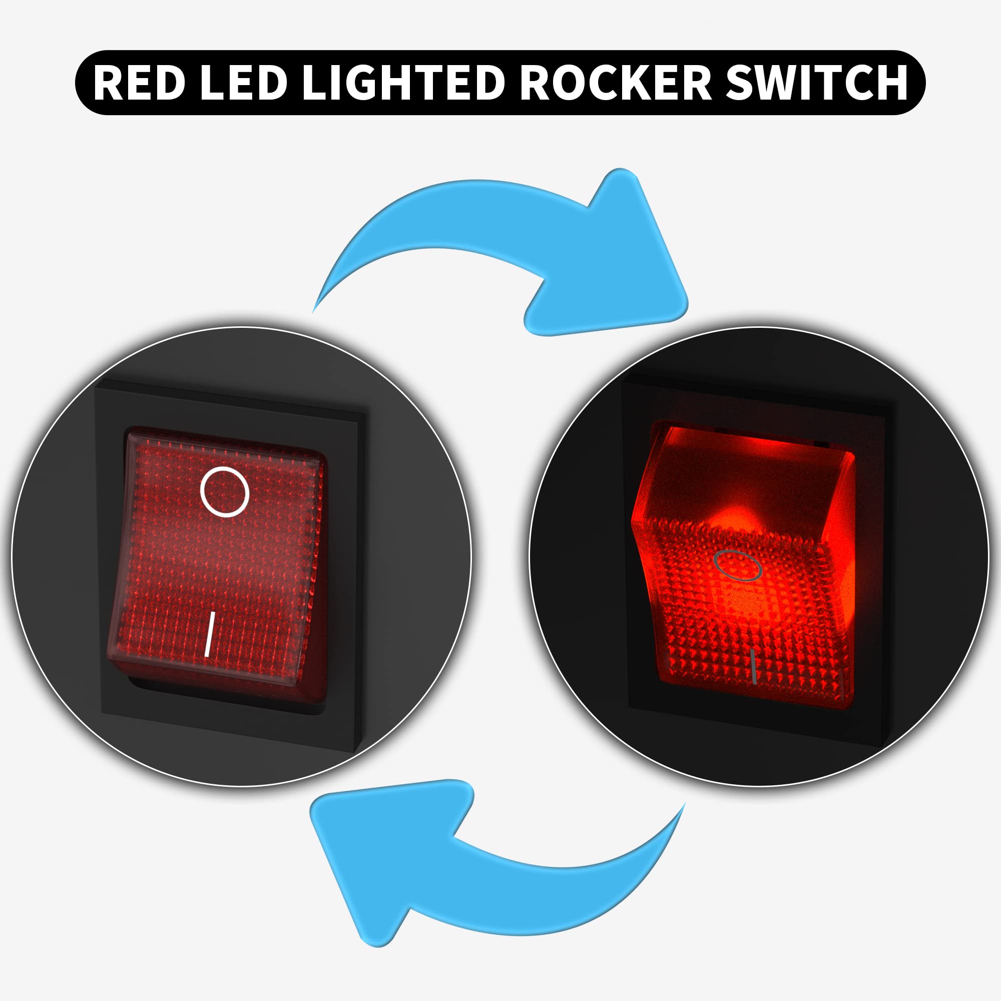 Daiertek 12V 30A Rocker Switch 4 Pin Red Led Lighted Rocker Toggle Switch Dpst Heavy Duty 30 Amp 12 Volt Rocker Switch Kcd2 Kcd4