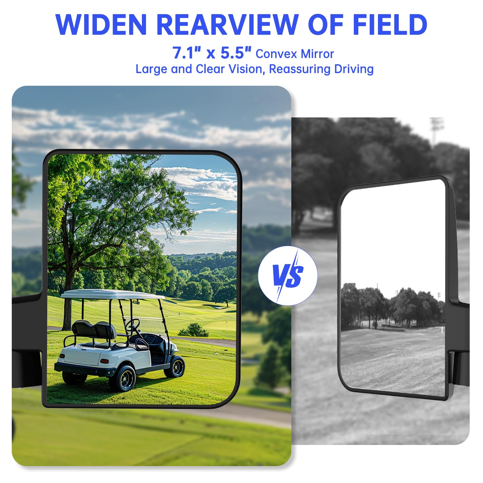 Piclafe Universal Magnetic Side Mirrors for Golf Cart, Tractors, Forklifts, Lawn Movers, Lift Trucks, Compatiable with Yamaha Cl