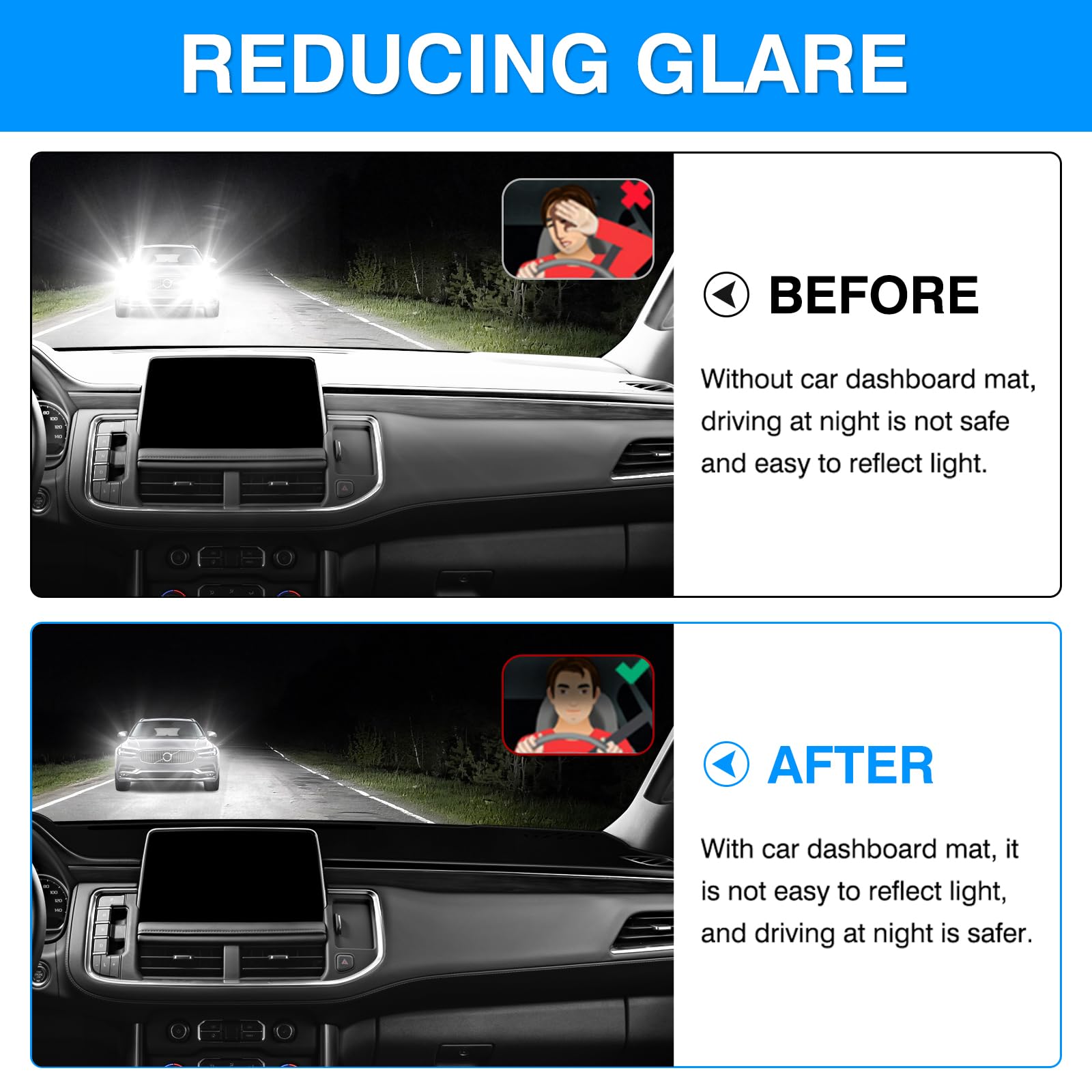 Autorder Dashboard Cover Mat For 2021-2024 Chevrolet Suburban/Tahoe/Gmc Yukon Accessories Dash Cover Flannel Dash Mat Sunshade G