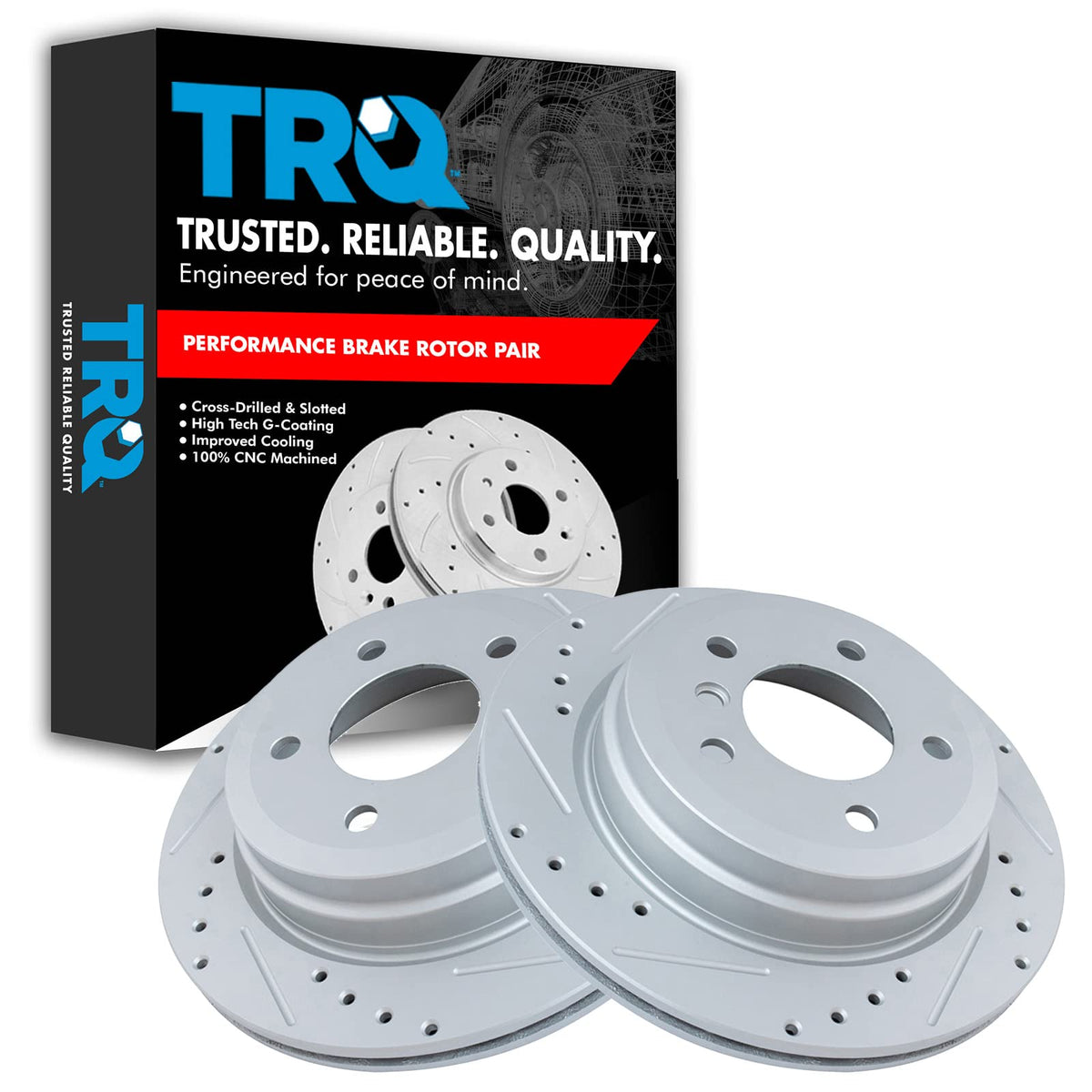 Trq Rear Performance Brake Rotors Set Premium G-Coated Compatible With 2006 Bmw 325Xi 2007-2013 328I 2009-2013 328I Xdrive 2007-