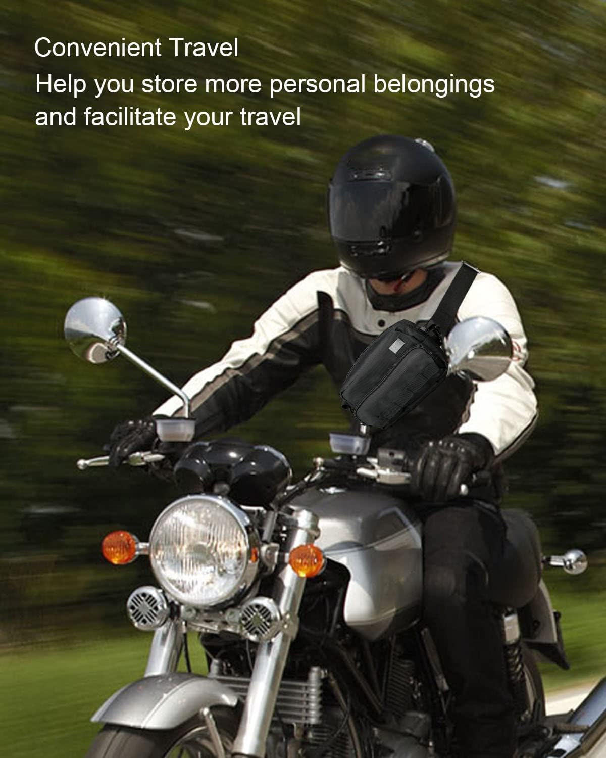 TIKSCIENCE Motorcycle Handlebar Bag Black Sissy Bar Bag Fit for Harley Bicycle Handlebar Bag Universal Fork Bag Fit for Cruiser