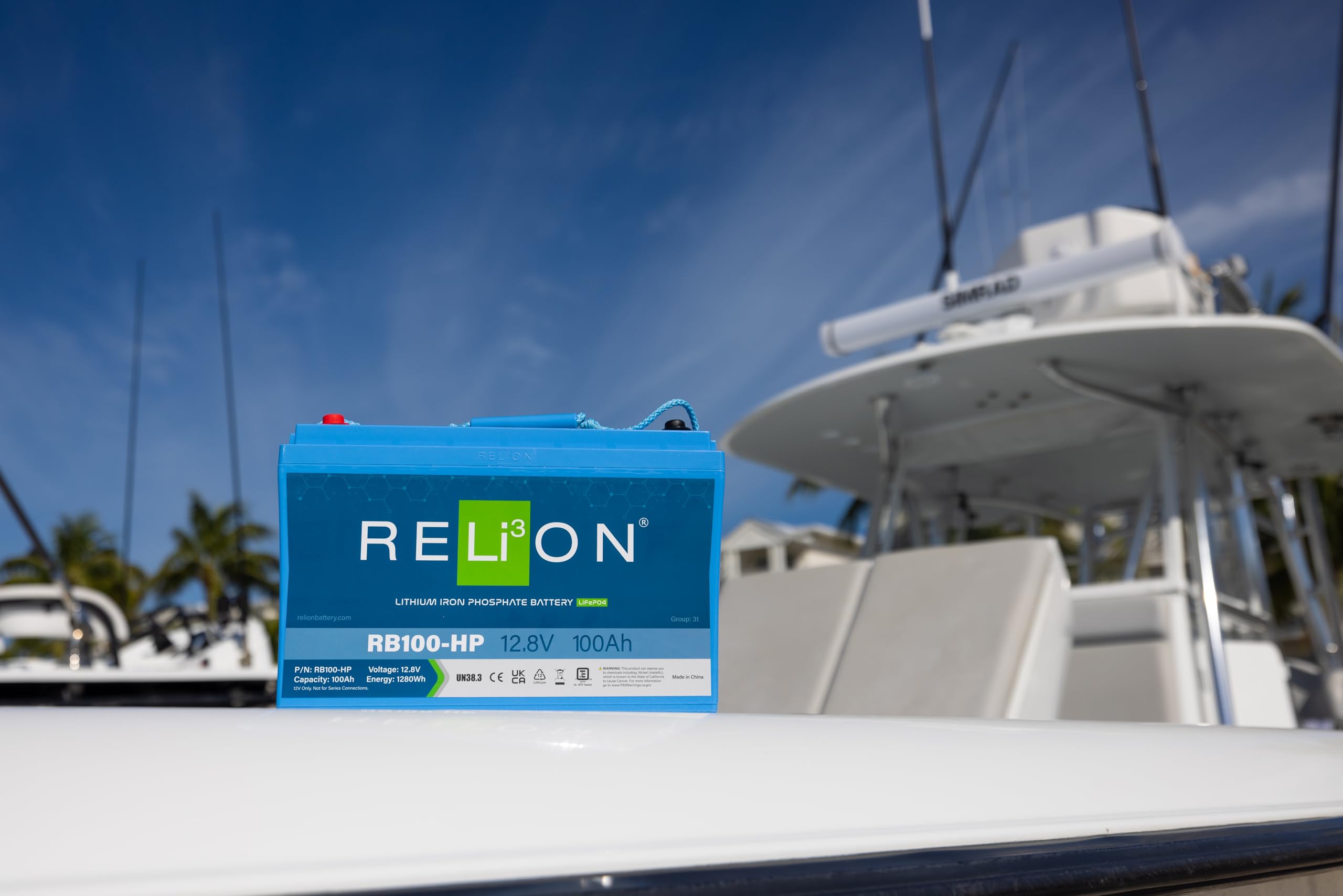 Relion Rb100-Hp | 12V 100 Ah| Lifepo4 Lithium-Ion Dual Purpose Battery | Cranking + House Power | Group 31 | Waterproof (Ip67 Rating) | 10 Year Warranty | Perfect For Fresh & Salt Water Boats, Rv Etc.