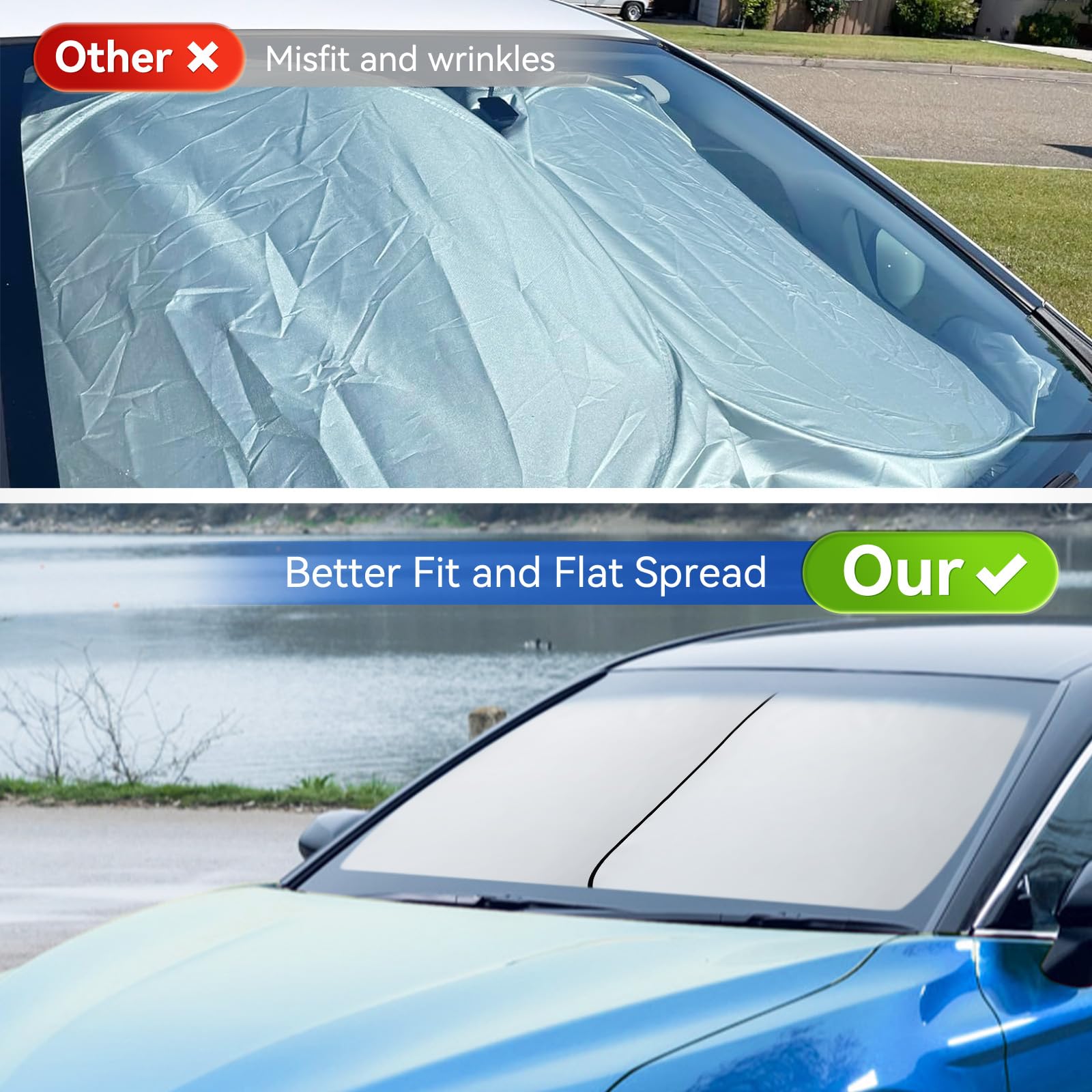 Arana 2 Piece Rv Sun Shade For Windshield, Rv Car Windshield Sun Shade Cover Keeps Your Cool Front Rvs, Trucks, Motorhomes, Larg