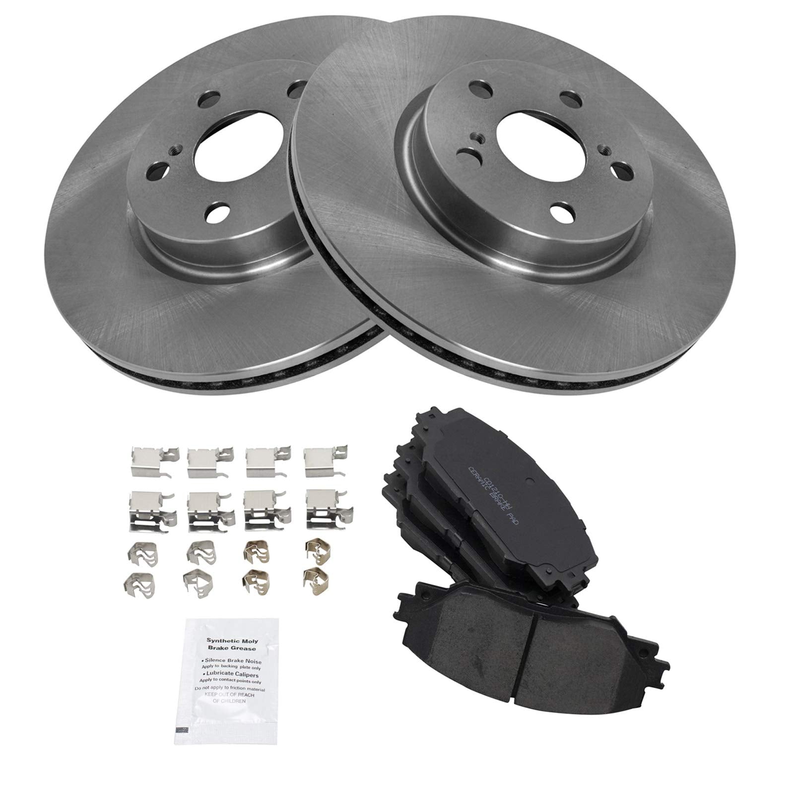 Trq Front Brake Pad & Rotor Kit Brake Pads Brake Rotor Ceramic Compatible With 2009-2010 Pontiac Vibe 2008-2014 Scion Xd 2009-20