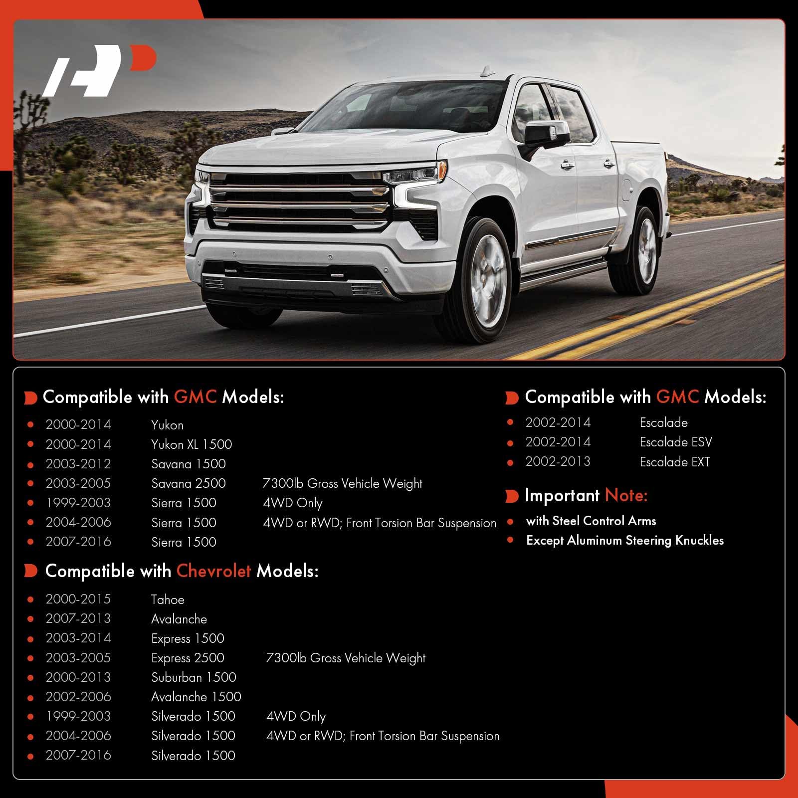 A-Premium 2 x Front Lower Ball Joint, Compatible with Chevy GMC Cadillac - 1999-2016 - Silverado 1500, Sierra 1500, Tahoe, Yukon XL, Suburban, Express, Escalade ESV EXT, Savana, Avalanche