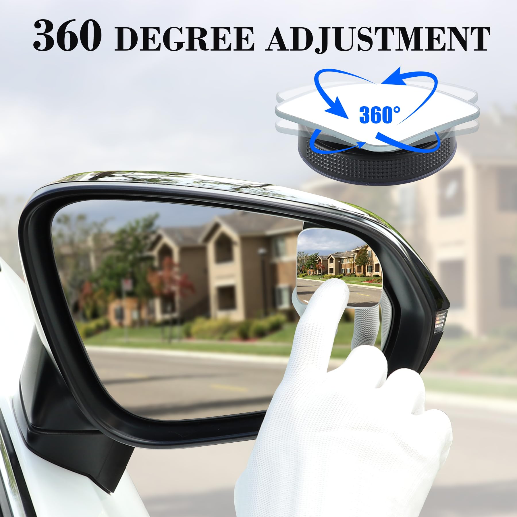 Livtee Blind Spot Car Mirror, Fan Hd Glass Frameless Convex Side Mirror Blindspot, Reusable 360 Wide Angle Rear View Car Mirrors
