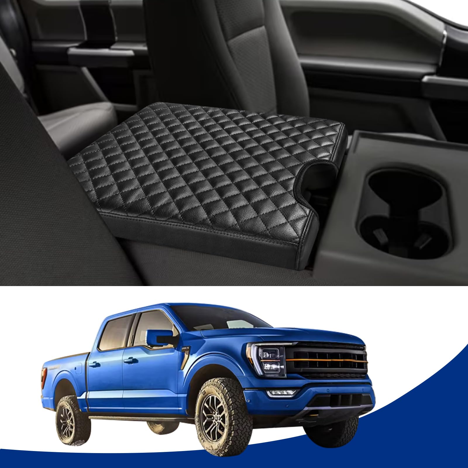 Center Console Cover For Ford F150 2015-2022, F250 F350 F450 F550 2017-2022, Pu Leather Car Interior Accessories, Armrest Cover