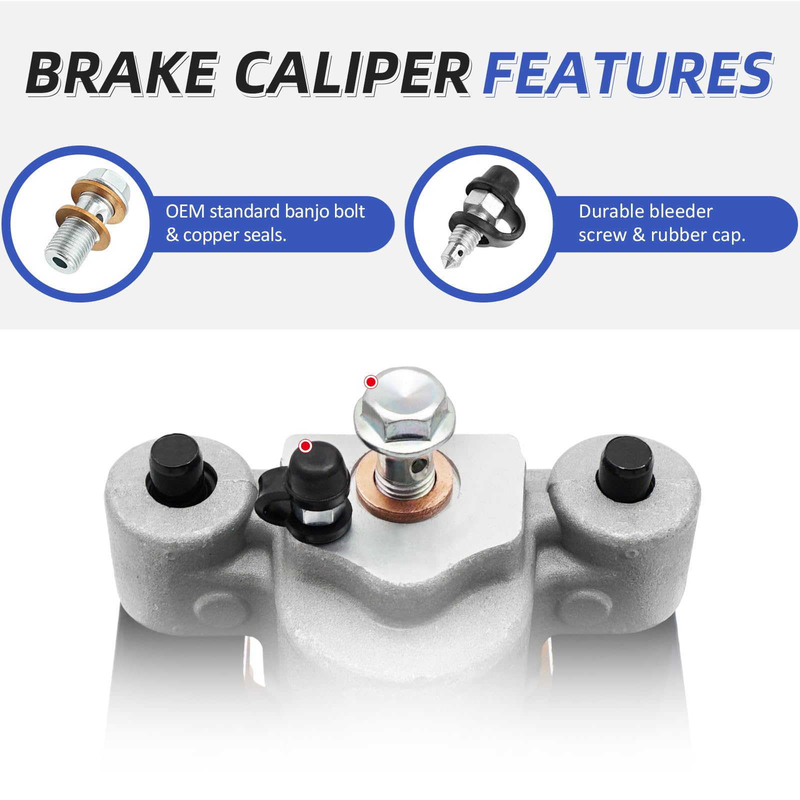 M MATI Front Left or Rear Brake Caliper W/Pads for Arctic Cat ATV 250 300 350 400 400 FIS 425 450 500 500 FIS 550 650 700 1000 T