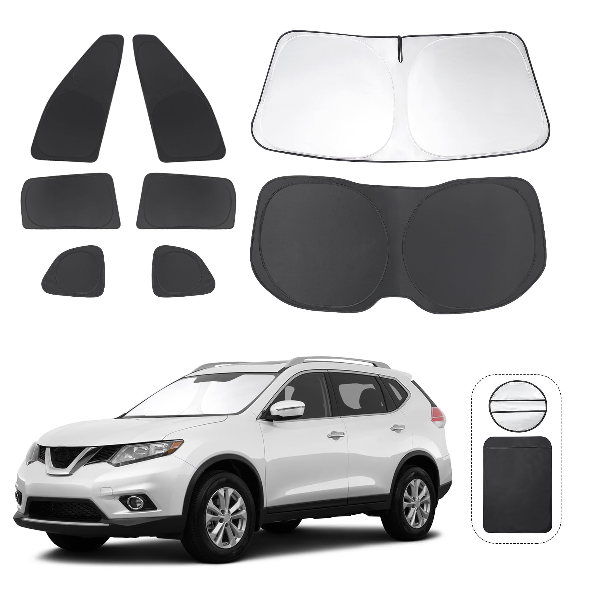 TINGLU Window Shades for Nissan Rogue 2014-2020(NOT for Rogue Sport & 2021 Rogue 3rd Gen. T33) Accessories Full Windows Rear Tri