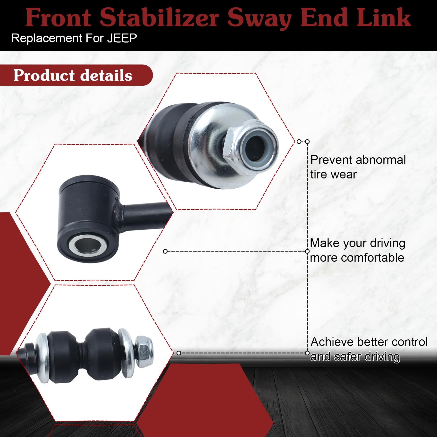 Stiueoav K3174 Sway Bar Link - Front Stabilizer End Link Compatible With 1991-2001 Cherokee?1991-1992 Comanche (Mj) ?1993-1995 G