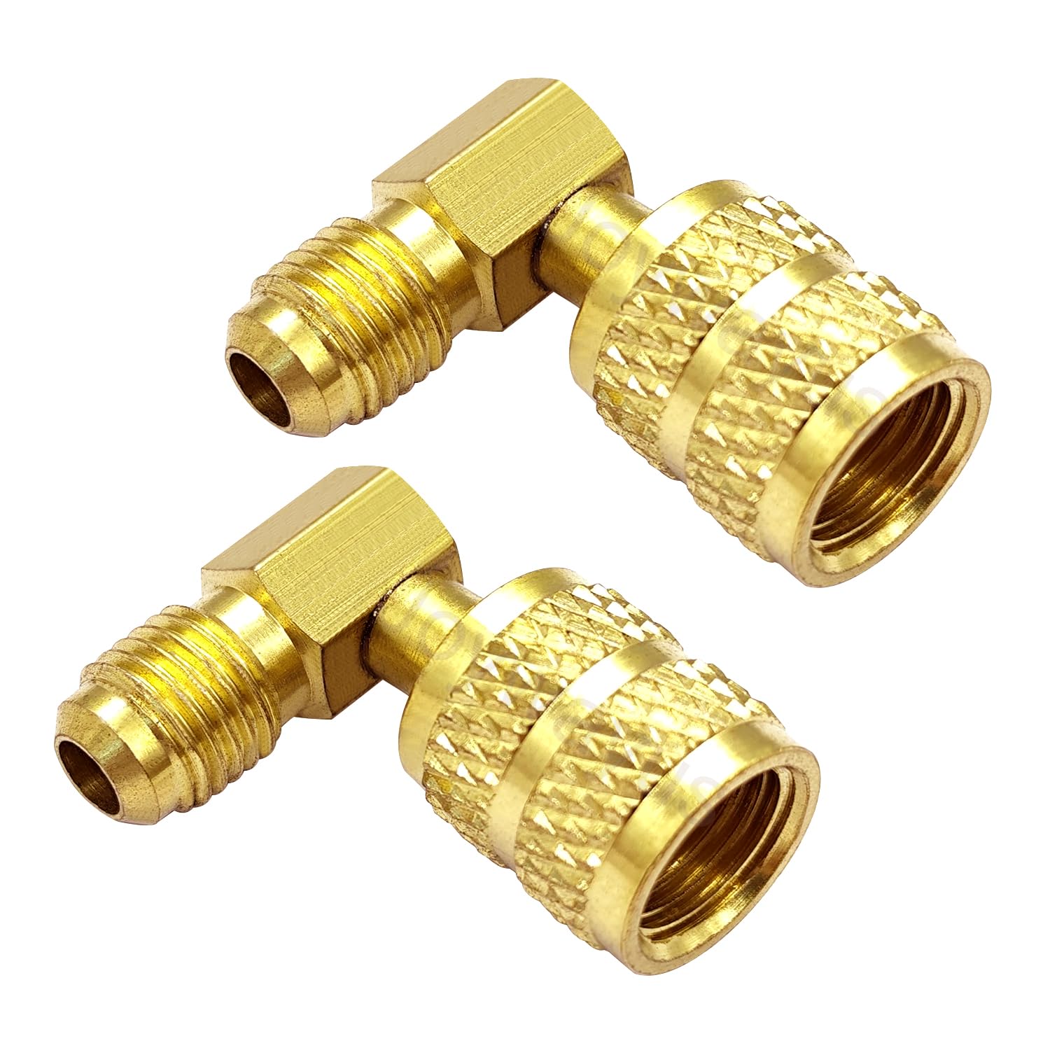 Joywayus 2 Pack 1/4 SAE Male to 5/16 SAE Female Flare Swivel Port 90 Degrees Elbow Adapter for R410A Mini Split HVAC System