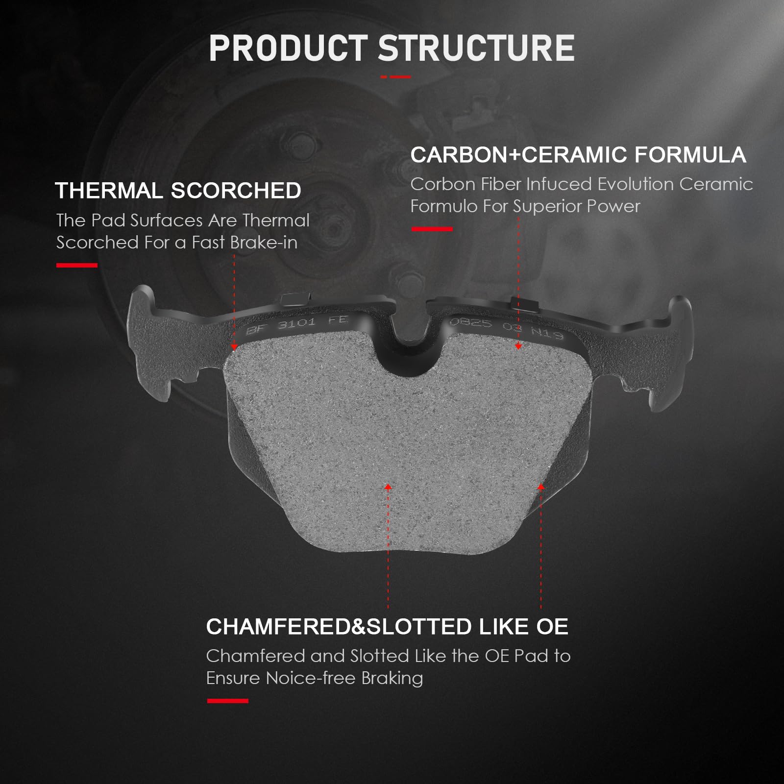Front Rear Ceramic Brake Pads Kits 8Pcs Fit For 2001-2006 For Bmw 330Ci, 2001-2005 For Bmw 330I, 2001-2005 For Bmw 330Xi, 2005-2