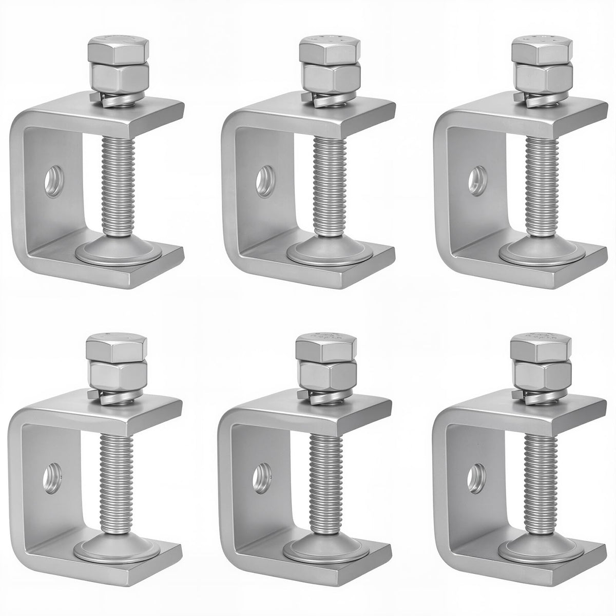 Wmaztool Stainless Steel Small C Clamp Set, 1 Inch Heavy Duty Metal C-Clamp, Mini Tiger Clamp G-Clamp U Clamps With Stable Wide Jaw Opening/I-Beam Design For Woodworking Mounting Welding, 6Pcs