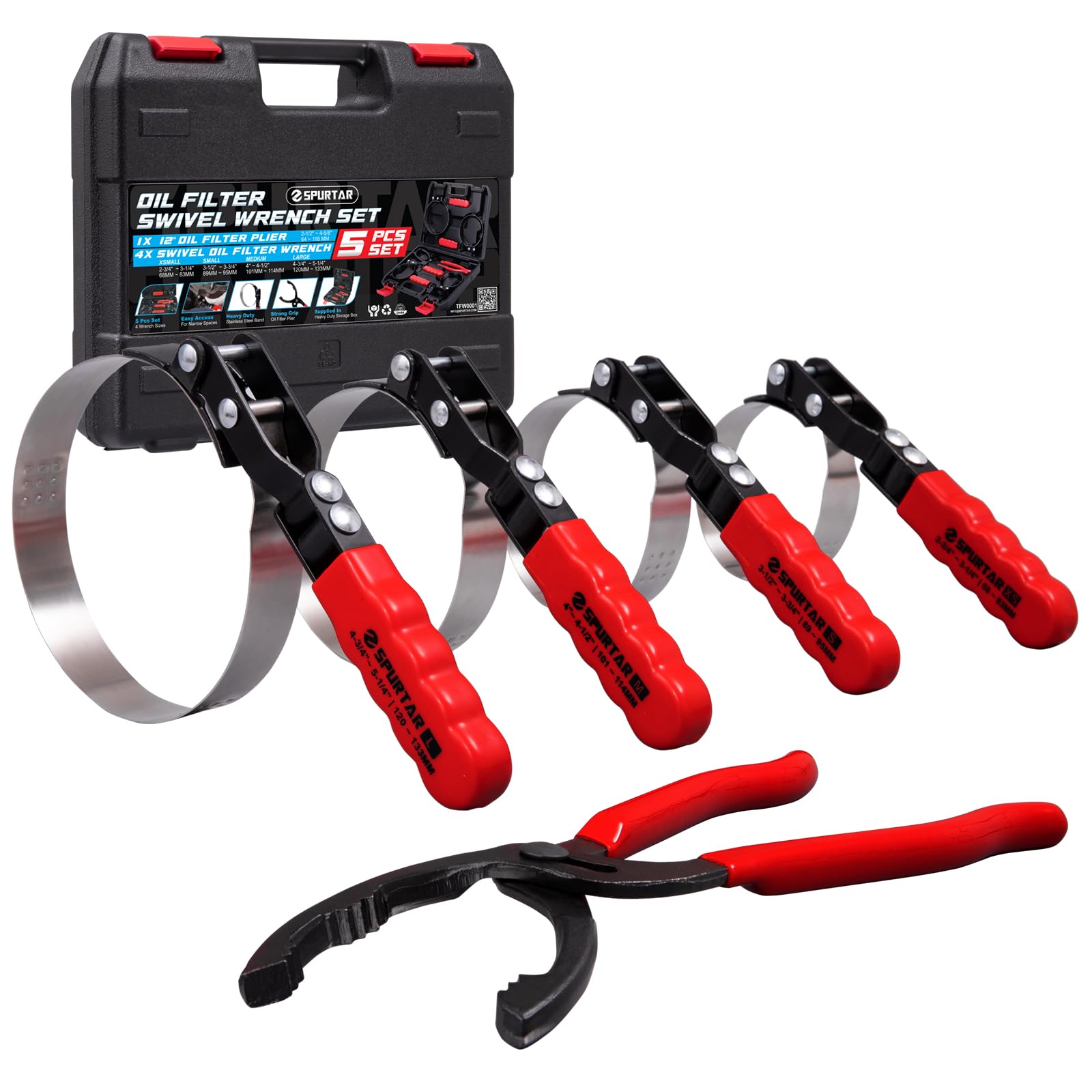 Spurtar Universal Oil Filter Wrench 3 Jaw Adjustable Oil Filter Removal Tool, 2 Way Oil Filter Wrench for Removing Oil Filters f