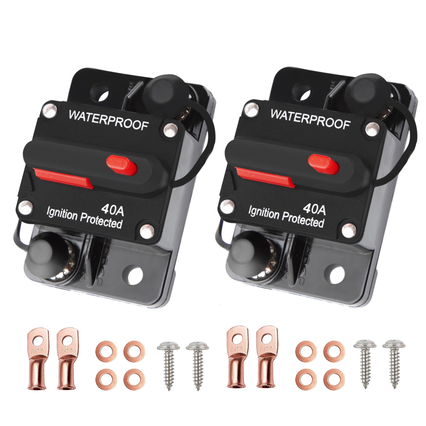 Tiwerlfe 250Amp Circuit Breaker With Manual Reset, Waterproof Inline Fuse For Boat Trolling Motor Marine Atv Trailer Vehicles St