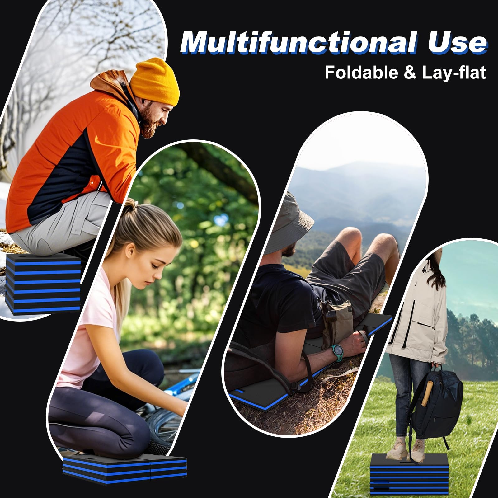 SKYJDM Thick Mechanic Mat, Foldable EVA Mat with Magnetic Tool Compartments, Waterproof Mechanic Kneeling Pad with Handle for Ga