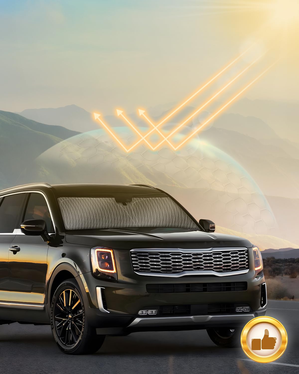 Mixsuper Liner Windshield Sun Shade For Kia Telluride 2020-2024 2025 Windshield Sunshades For Telluride Accessories Foldable Sun