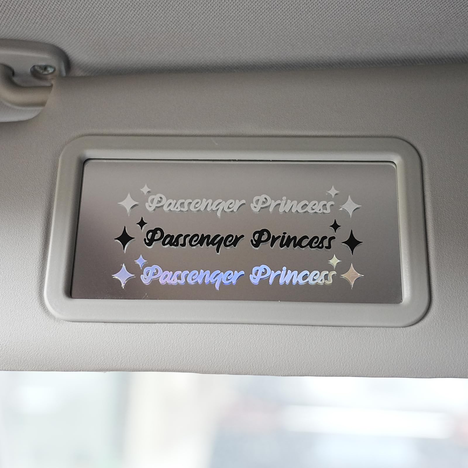 Amioro 5 Pack Passenger Princess Stickers Funny Car Decal Accessories Rearview Mirror Window Sticker For Women (Black)