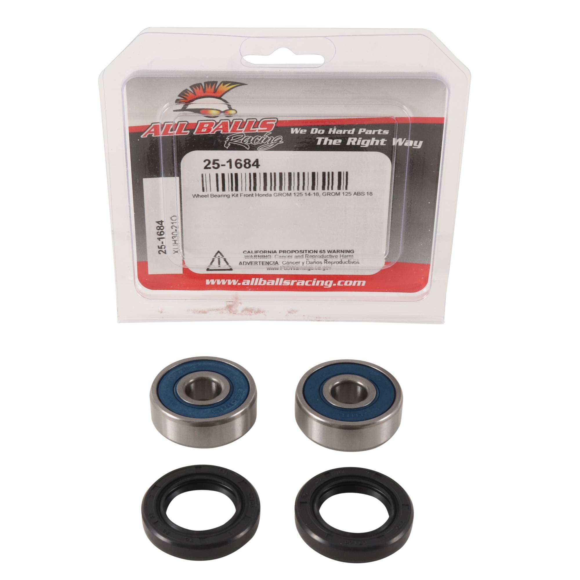 New All Balls Racing Front Wheel Bearing Kit 25-1684 Compatible With/Replacement For Honda Grom 125A 18