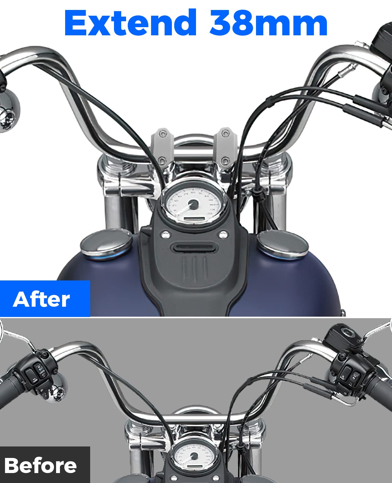 Kemimoto Motorcycle Handlebar Riser Clamp, Increase Motorcycle Handlebar Height, Fits For Sportster, Softail, Dyna, Road King, V