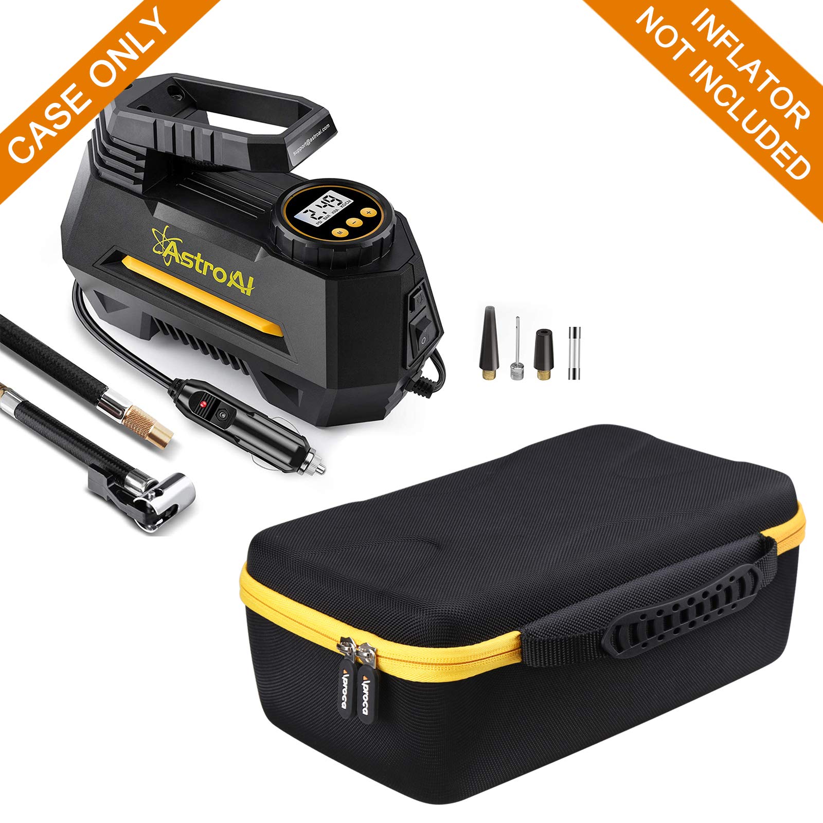 Aproca Hard Storage Travel Case Fit For Astroai Air Compressor Tire Inflator Portable Air Pump Yellow Zipper