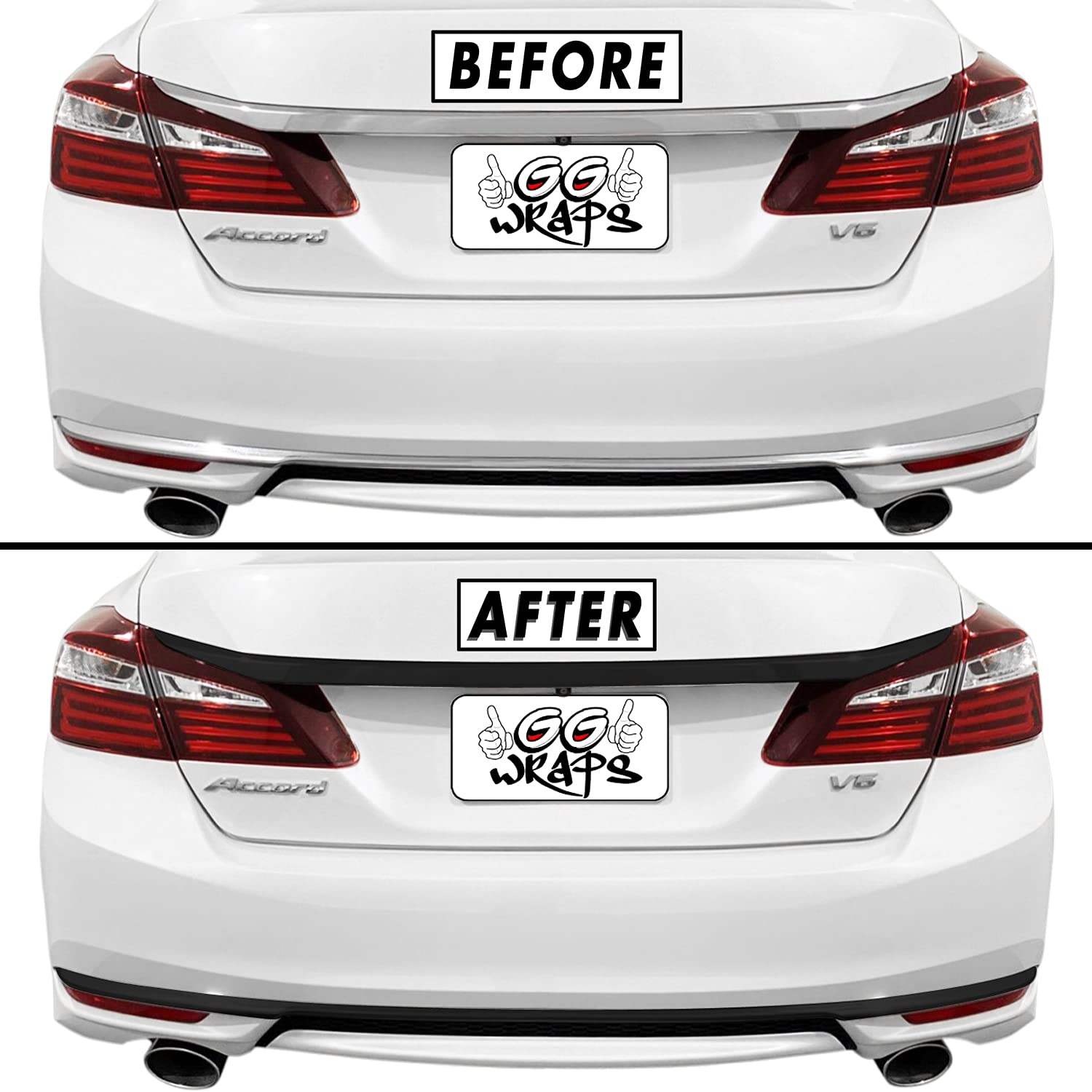 Slickmod Chrome Delete Blackout Vinyl Overlay For 2016-2017 Honda Accord Sedan Trunk Trim And Diffuser (Full Kit, Gloss Black)