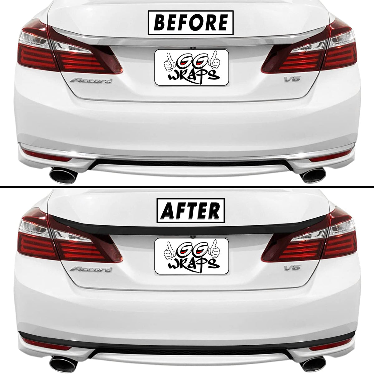 Slickmod Chrome Delete Blackout Vinyl Overlay For 2016-2017 Honda Accord Sedan Trunk Trim And Diffuser (Full Kit, Gloss Black)