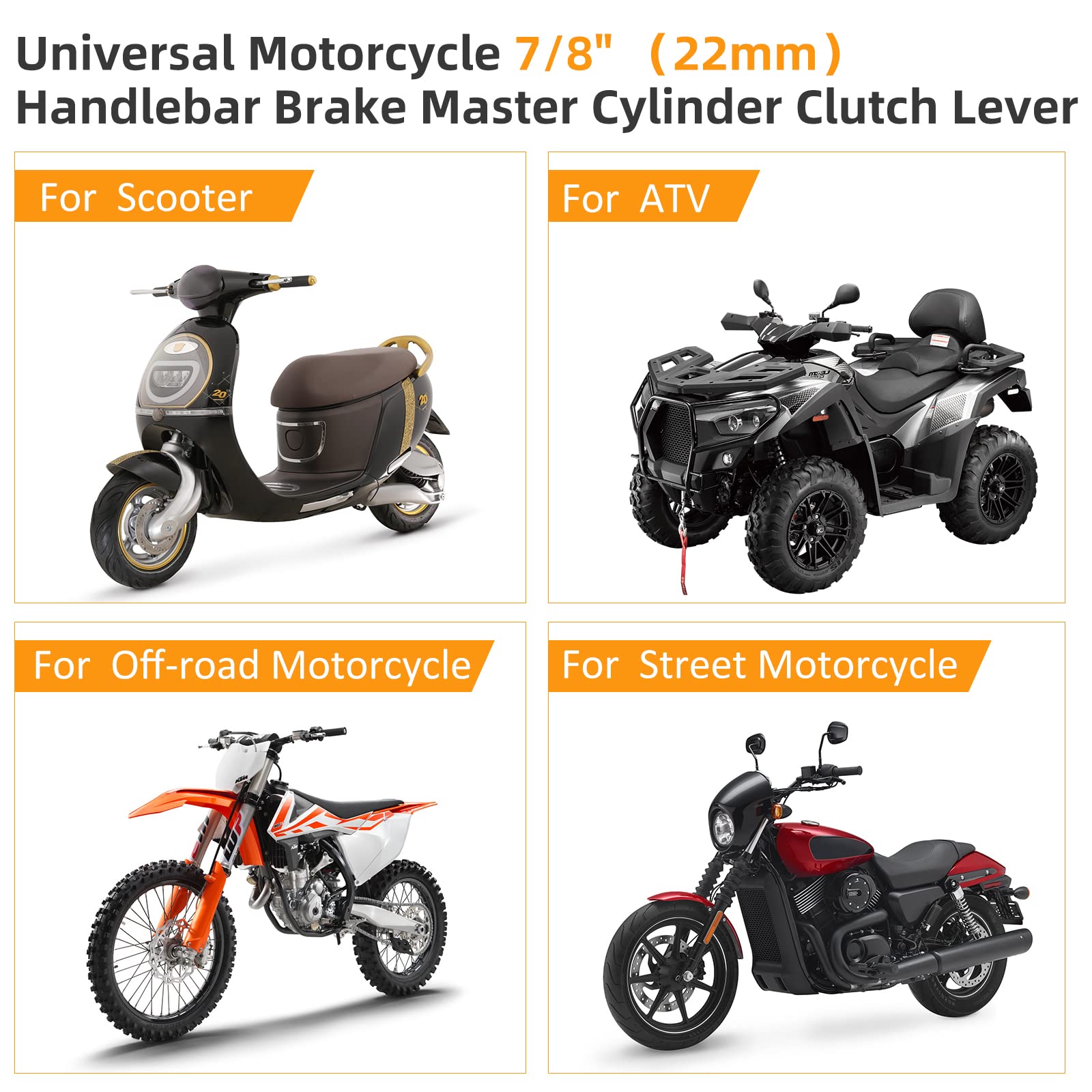 Upgrade Universal 7/8'' 22Mm Handlebar Brake Master Cylinder Clutch Lever Set Left & Right Motorcycle Levers Compatible With Yam