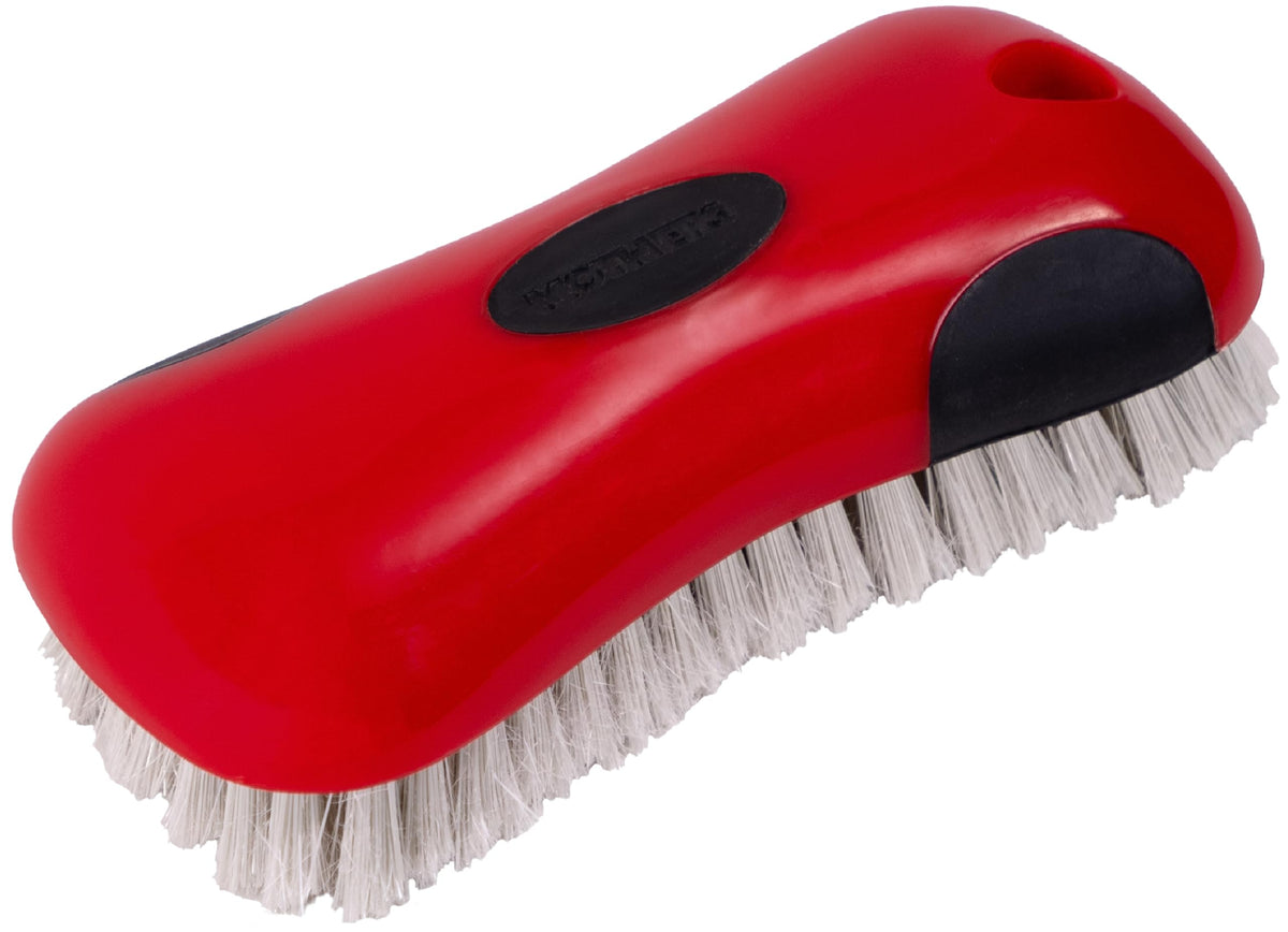 Mothers Soft Bristle Leather And Upholstery Car Cleaning Scrub Brush For Automotive, Home, Couch, Stain Remover, Red