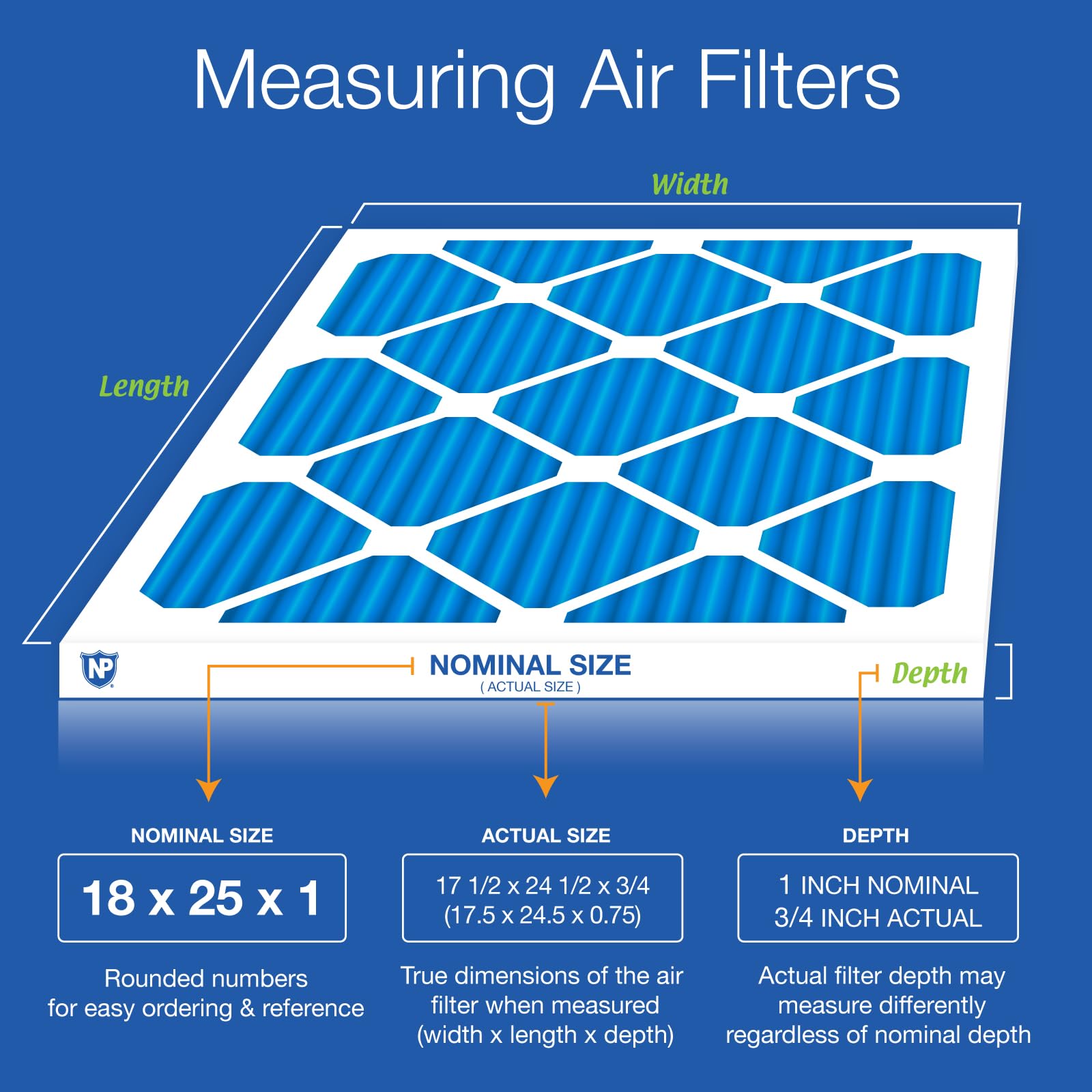Nordic Pure 18X25X1 17_1/2 X 24_1/2 X 3/4) Pleated Air Filters Merv 7 Plus Carbon 4 Pack